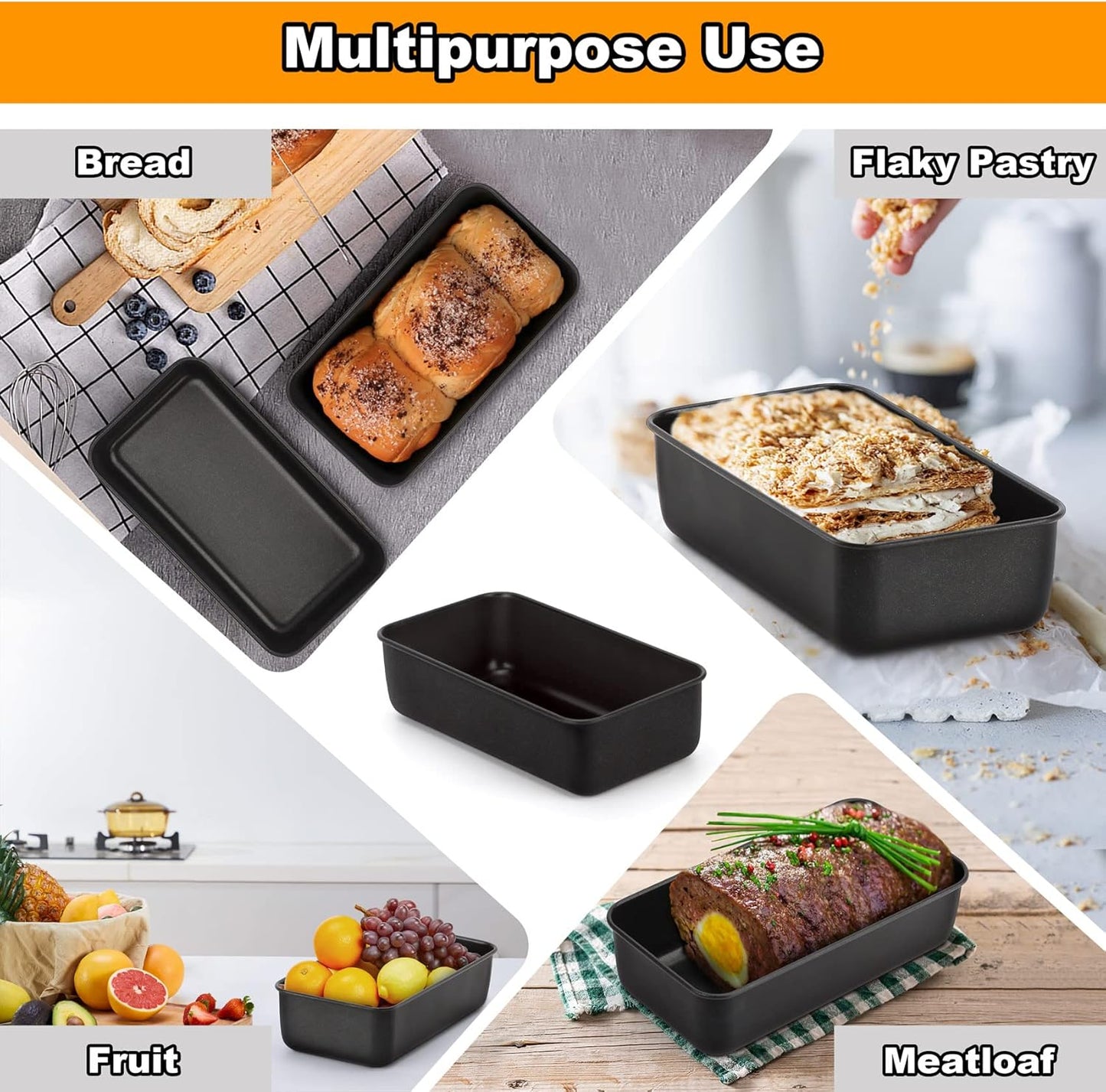 LIANYU 8 Pack Nonstick Loaf Pans for Bread Baking, 9x5 Inch Stainless Steel Baking Bread Pans, Small Loaf Tins for Homemade Brownies and Pound Cakes, Dishwasher Safe