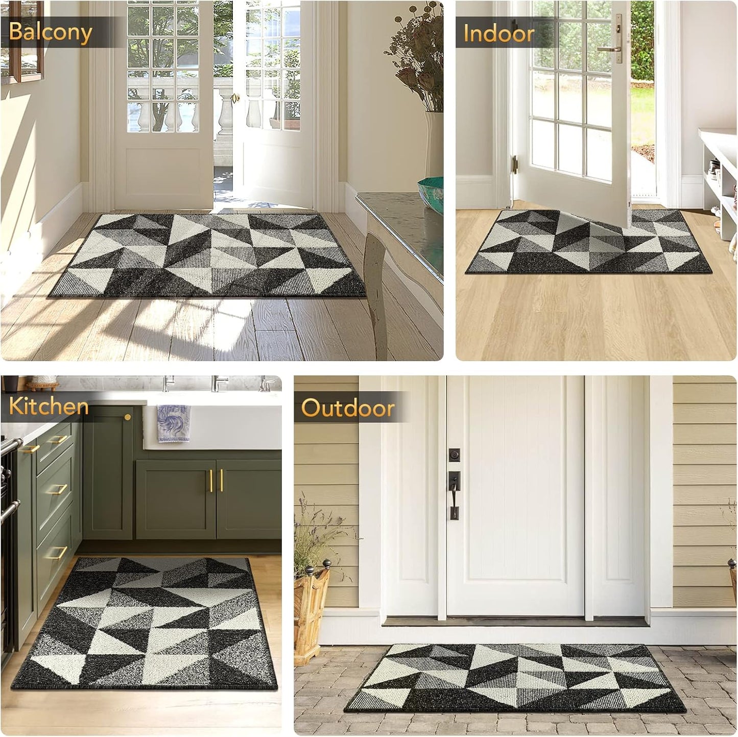 hicorfe Kitchen Rugs and Mats Sets,24" x 35" Super Absorbent Polypropylene Non-Slip Rug,Soft Comfort Floor Mat,Washable for Kitchen,Hallway,Office,Sink,Laundry