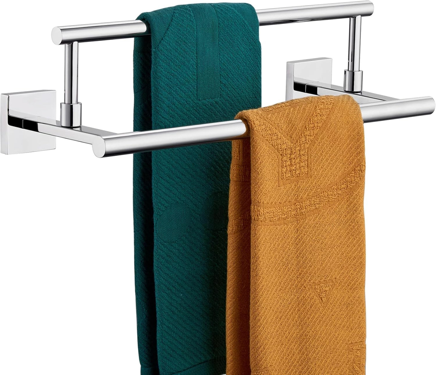 KOKOSIRI Towel Bars Chrome 16-Inch Bathroom Double Towel Holder for Garage Kitchen Toilet Wall Mount Polished Stainless Steel B5009CH-L16