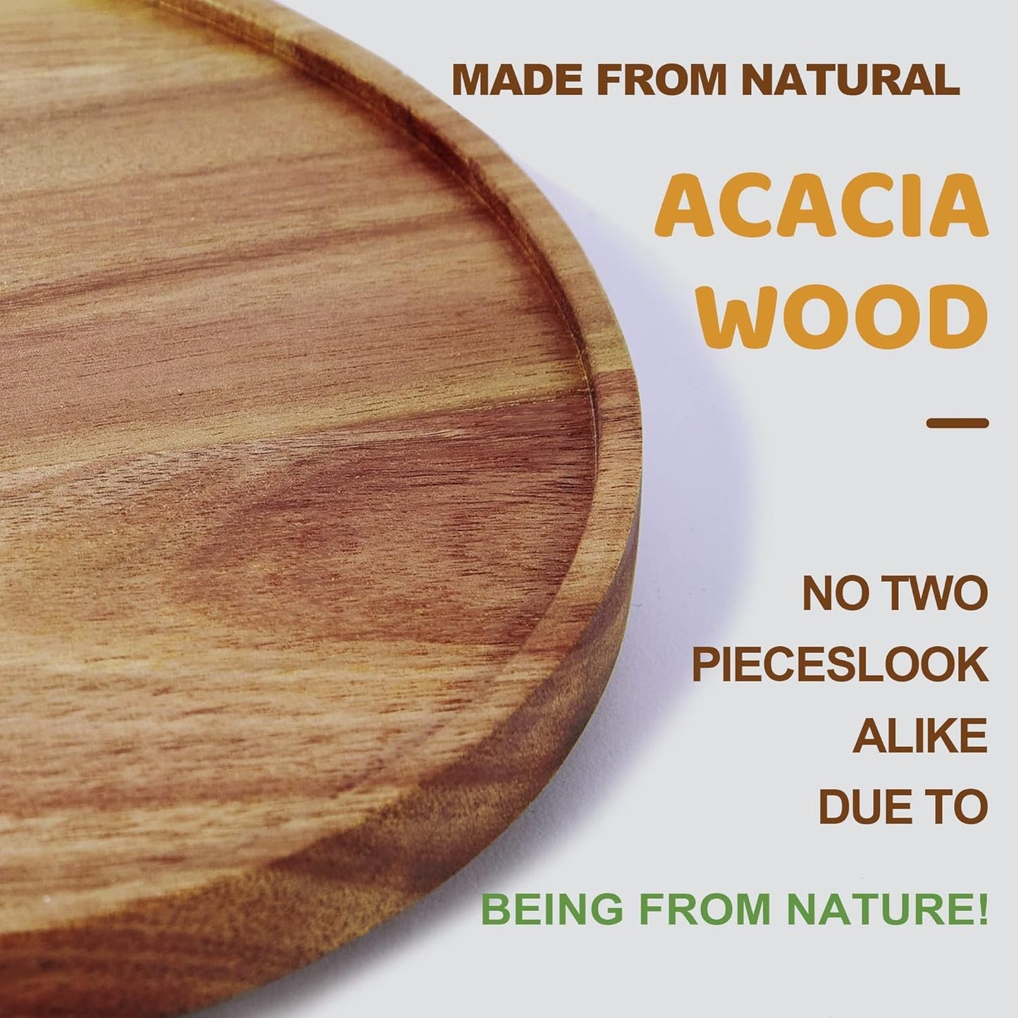 [ 2 Pack ] 12-inch Acacia Wood Lazy Susan Organizers, ACIAZAAZ Lazy Susan Turntable for Cabinet, Kitchen Turntable Storage for Table, Countertop, Pantry