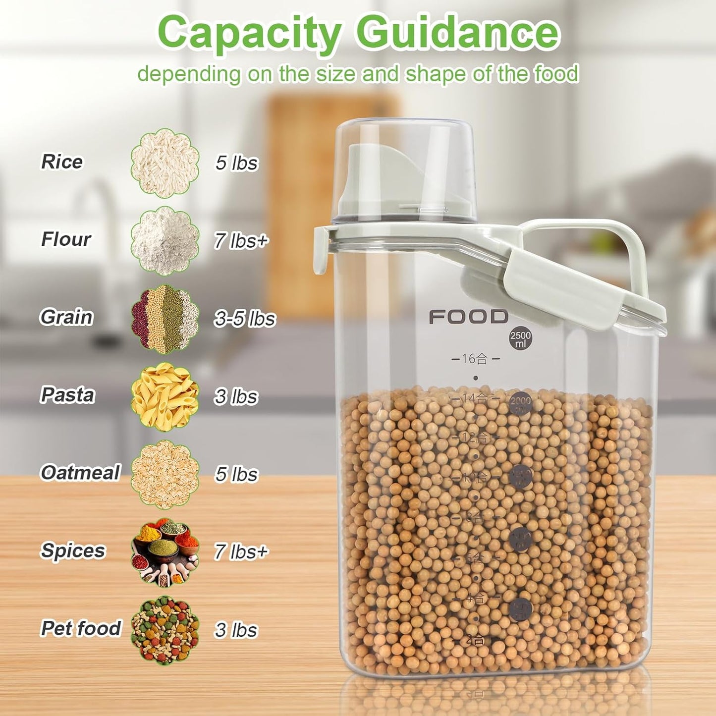 Rice Storage Container, Cereal Containers Storage, Dry Food Airtight Dispenser BPA Free, Clear Plastic Kitchen and Pantry Organization Bin (2, Sunshine Beige, 3Qt)