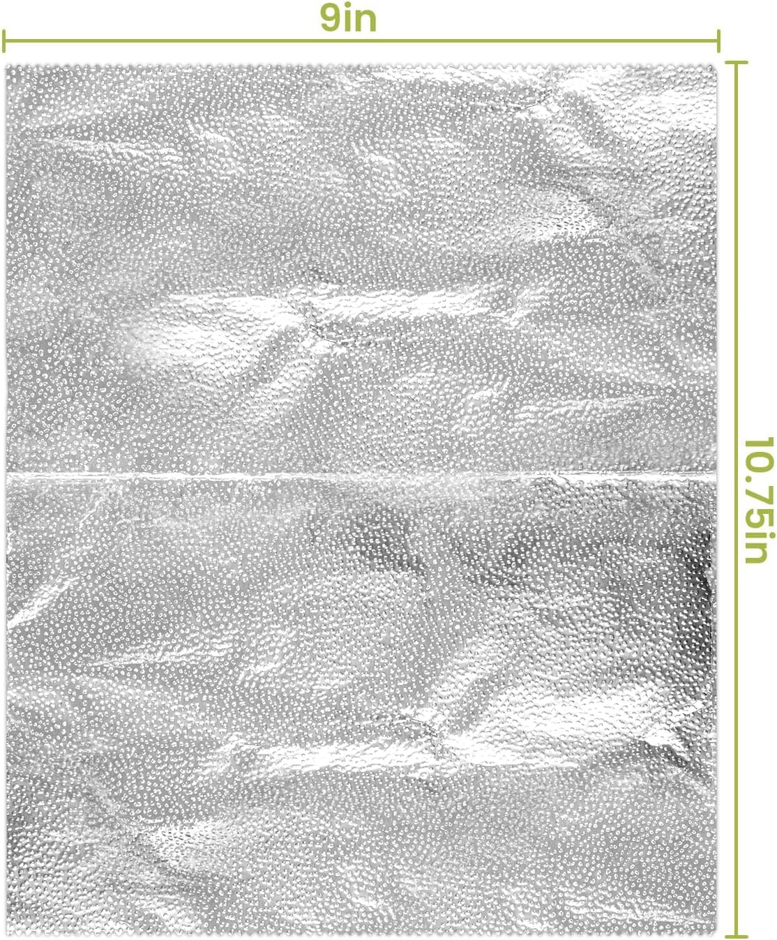 200 Pre-Cut Aluminum Foil Sheets, 9" x 10.75" Pop-Up Foil Sheets for Restaurant Use, Disposable Food Wrapping for Burritos, Hot Dogs, and Sandwiches
