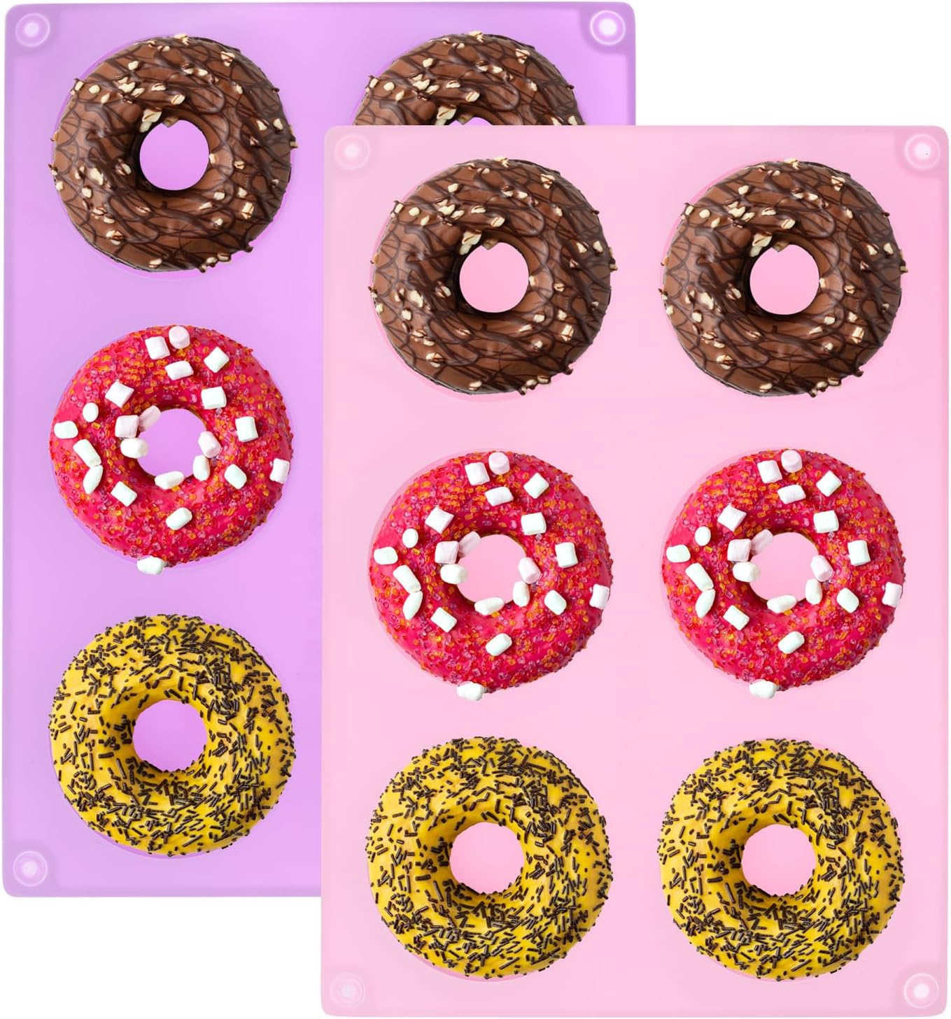 uxcell 2pcs Silicone Muffins Pan, 6 Cup Silicone Cupcake Pan Nonstick Baking Tray for Muffins, Cupcakes, Dishwasher Safe, Purple