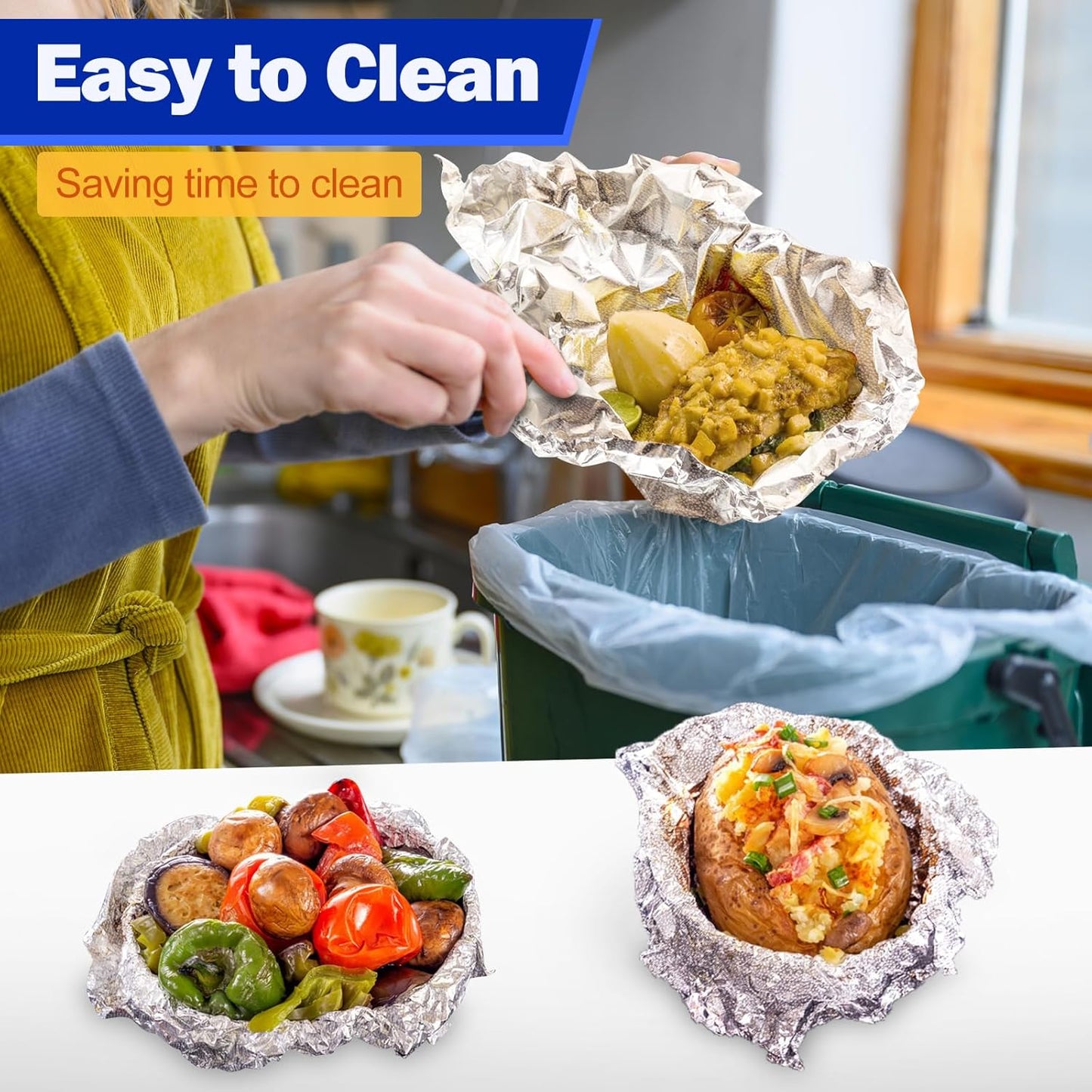 Aluminum Foil Sheets - 9" x 10.75" Pre Cut Tin Foil, Premium Aluminum Foil Wraps for Cooking, Storing Food - 500 Sheets