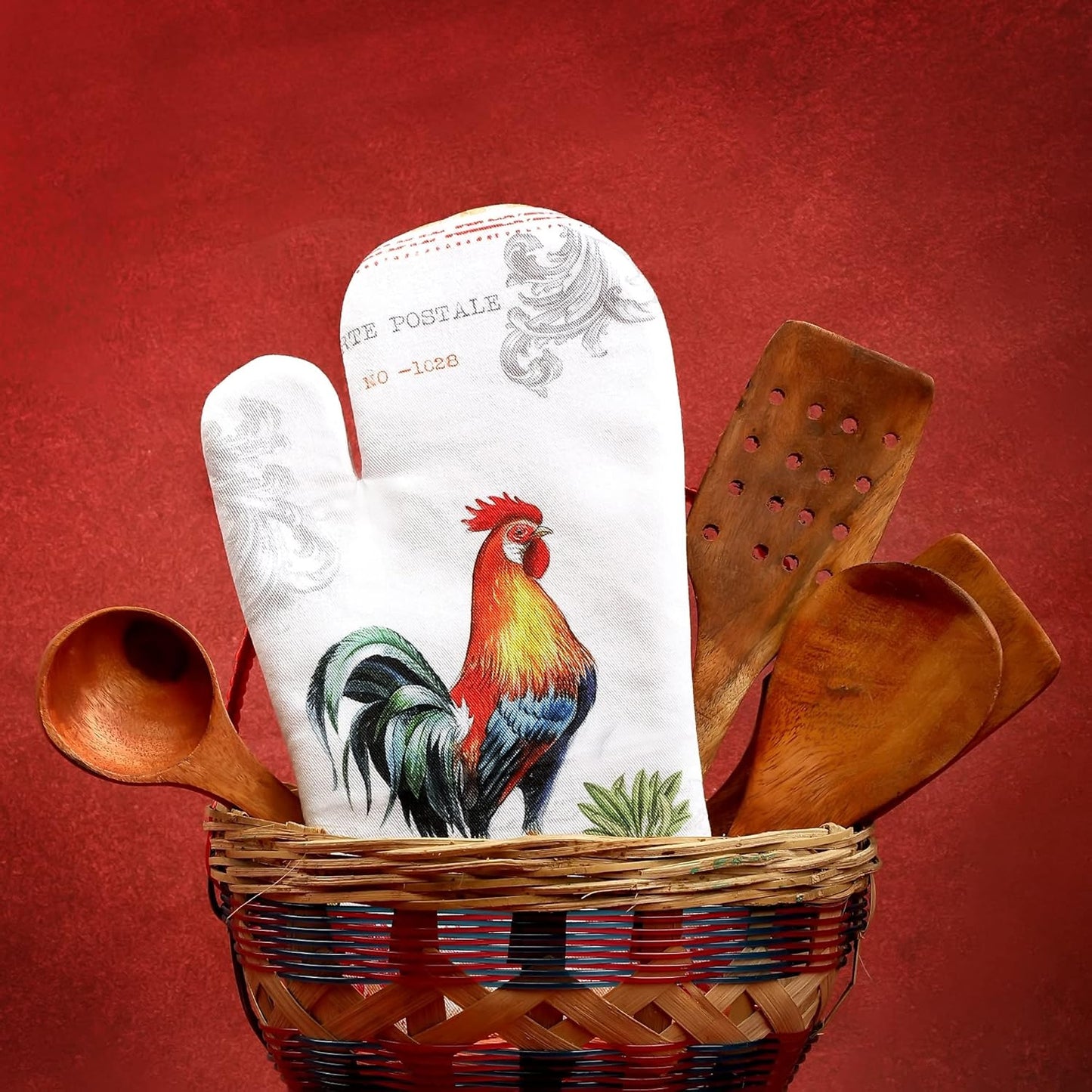 AMOUR INFINI Oven Mitts Set of 1 Quilted Liner with Hanging Loop Non Slip, Heat Resistant, Washable Reusable Oven Mitt Quilted Liner with Hanging Loop