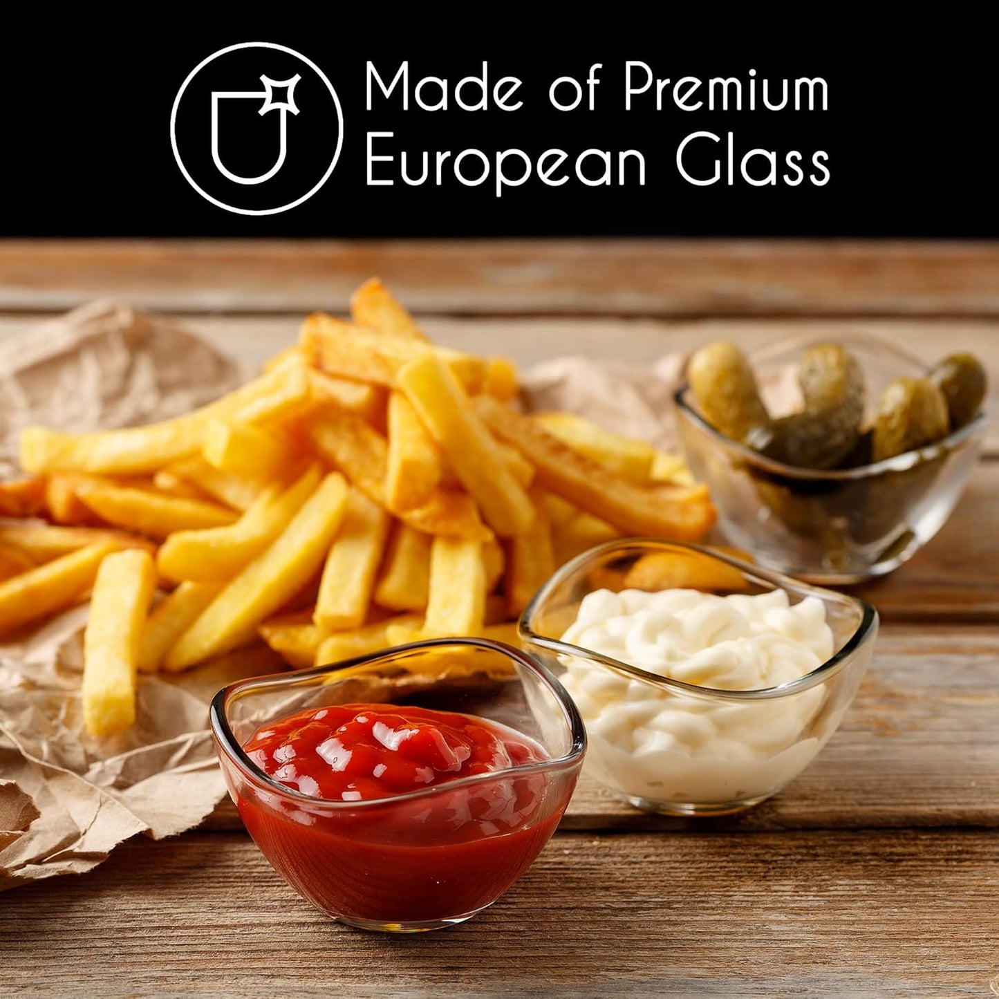 Volarium Mini Glass Prep Bowls Set of 6, 2 1/4 oz Capacity, Modern Style, Round Glass Bowl Set, Condiment & Spice Bowls, Transparent, Dishwasher & Microwave Safe