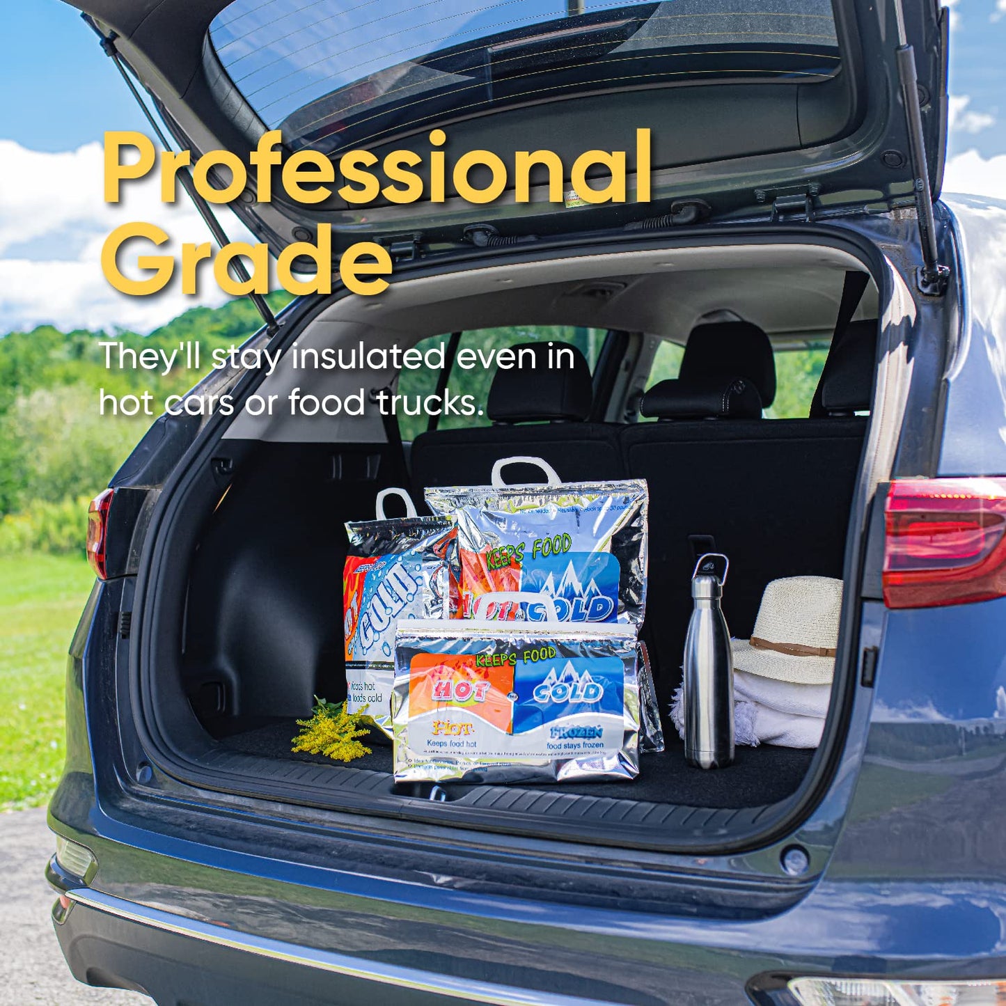 Superio Hot and Cold Insulated Bags for Food Delivery, Grocery Shopping Bags, Food Storage for Hot and Frozen Food for Travel, Disposable Cooler Bag, Reinforced Thermal Lunch Bag (5, 15.5"x13")