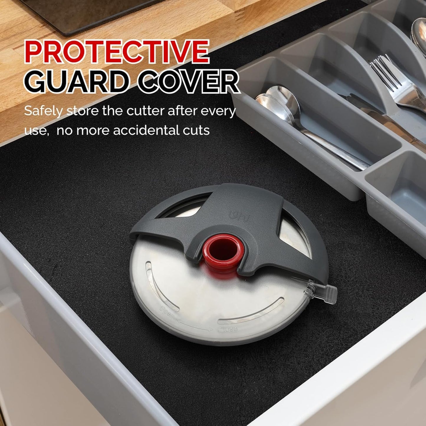 Pizza Cutter Wheel, UHIYEE 4.3" Large Pizza Slicer Wheel with Safety Blade Cover, Super Sharp Stainless Steel Pizza Wheel Slices Effortlessly, Easy Cleaning Pizza Cutters Dishwasher Safe, Gray