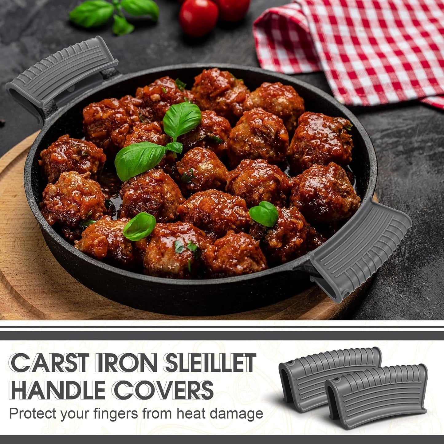 Patelai 4 Pcs Silicone Assist Hot Pan Handle Holder Pot Handle Covers for Cast Iron Skillets Holder Sleeve Nonslip Heat Resistant Pan Cover for Enameled Griddles Casserole Frying Cookware(Light Gray)