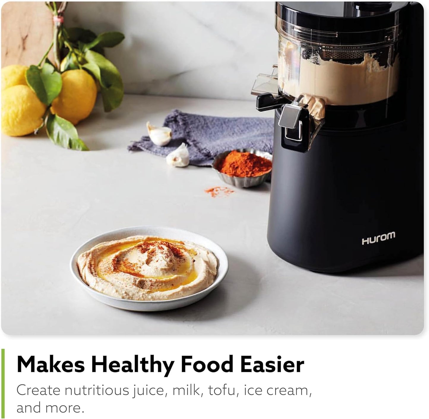 Hurom H-AA Slow Juicer, White | High Yield | Quiet 150 Watt Motor | BPA Free | 500ml (16.9oz) Chamber | Slow Squeeze | Quick & Easy Assembly | Cold Press Masticating Juicer