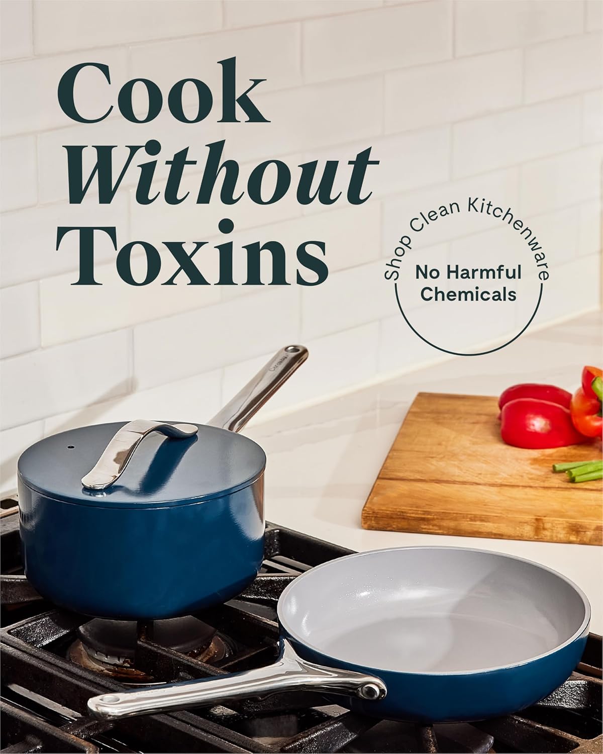 Caraway Mini Cookware Set - Non-Stick Ceramic Fry Pan (1.05 qt, 8") & Sauce Pan (1.75 qt) - Non Toxic, PTFE & PFOA Free - Oven Safe & Stovetop Agnostic (Gas, Electric & Induction) - Marigold