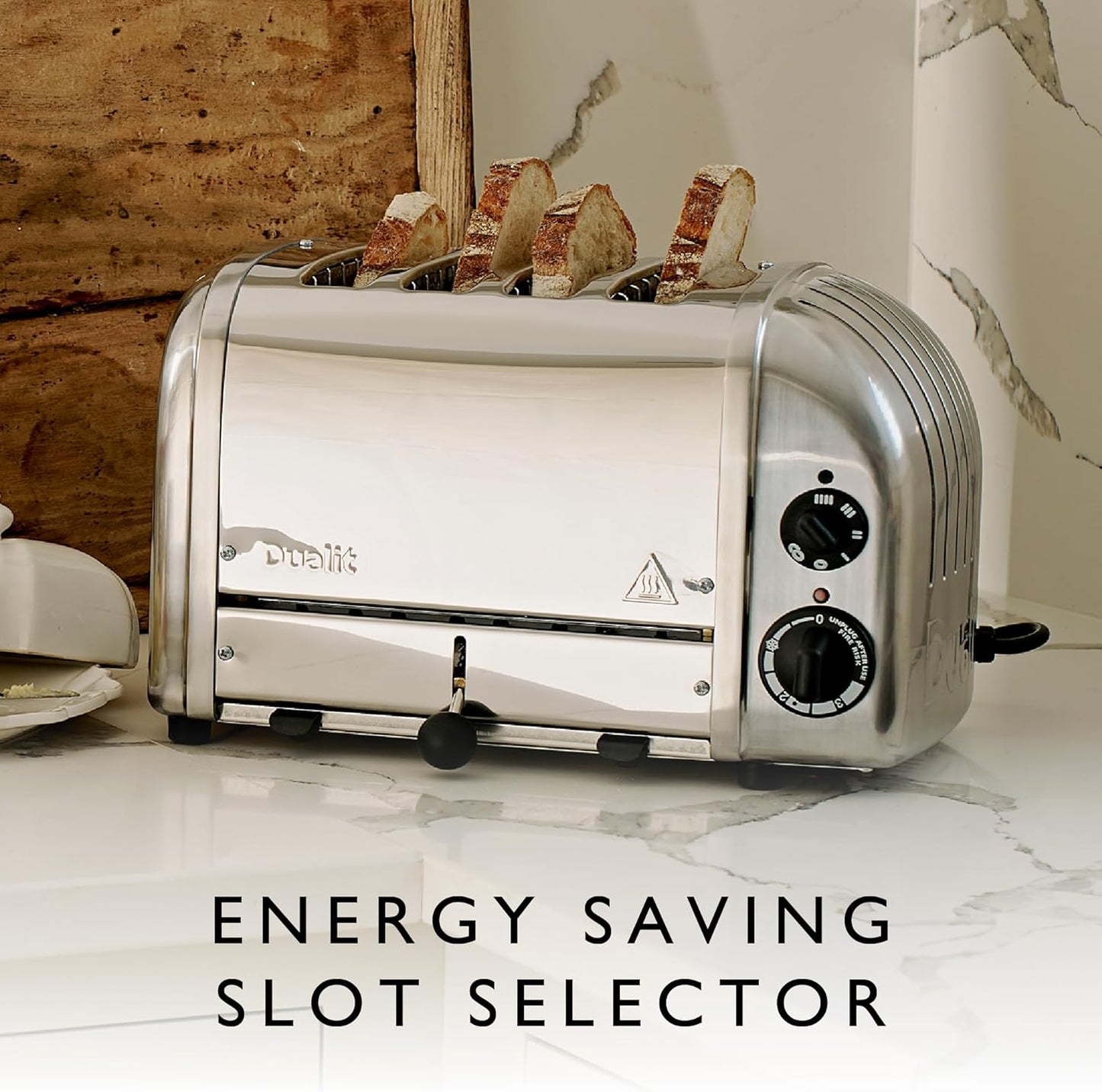 Dualit Classic 4 Slice NewGen Toaster - Stainless Steel - Hand Built in the UK - Replaceable ProHeat elements - Defrost Bread - Mechanical Timer - Polished Classic Toaster