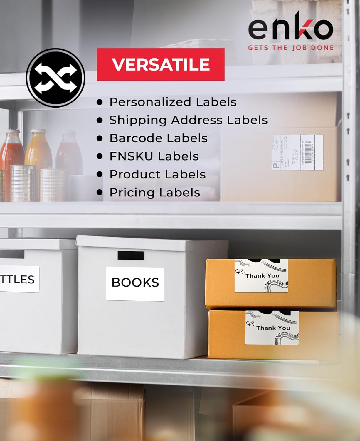 enKo Compatible Zebra 4x6 Label and Dymo Labels 1744907 - (4" x 6") Blank White Address and Shipping Labels for Dymo Labelwriter 4XL Shipping, Zebra & Desktop Direct Thermal Printers (10 Rolls, 2200)