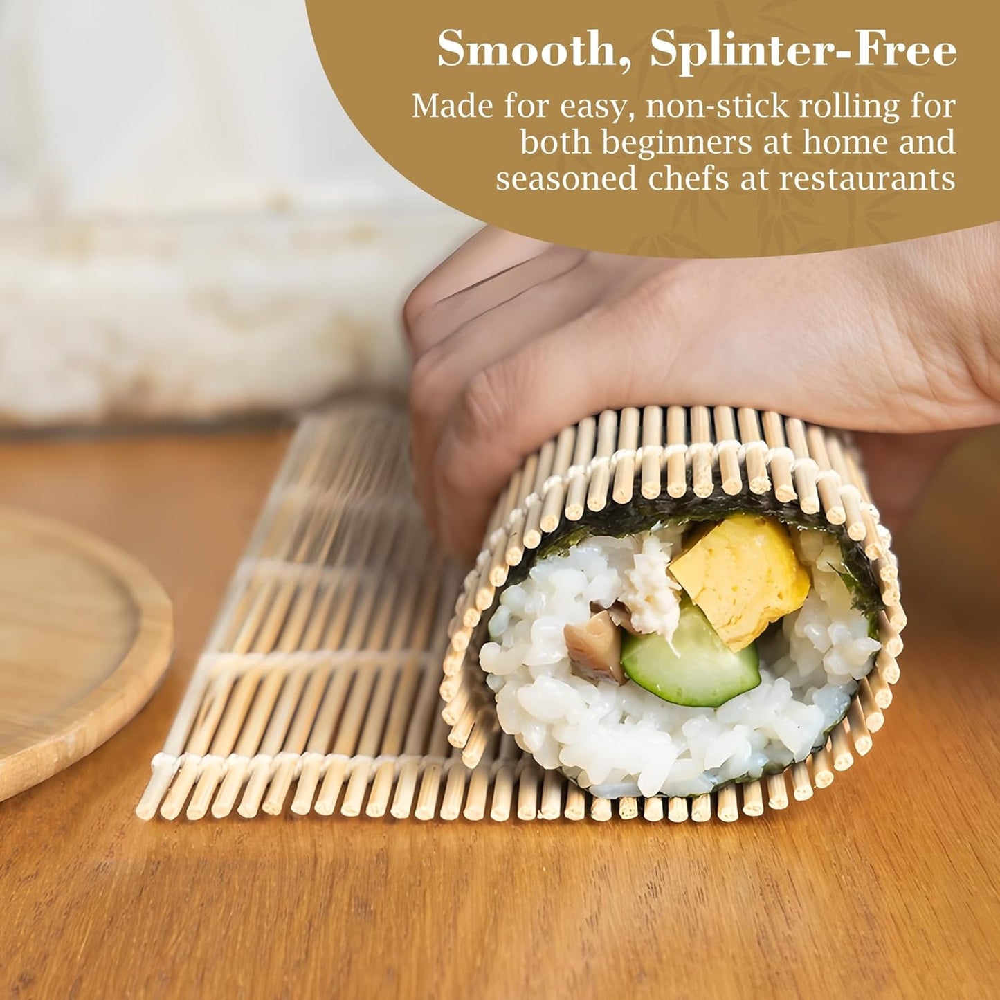 Fusion Select 10 Pk Bamboo Sushi Mat - Sushi Roller Mat for Making, Shaping & Molding Sushi Roll & Kimbap - Food-Safe Sushi Making Supplies, Tools & Accessories - Made of Natural Bamboo - 9.5x9.5