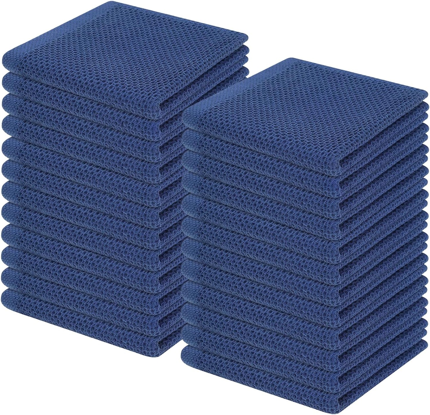 Homaxy 100% Cotton Waffle Weave Kitchen Dish Cloths, Ultra Soft Absorbent Quick Drying Dish Towels, 12 x 12 Inches, 24-Pack, Navy Blue