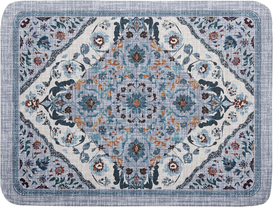 Boho Flower Dish Drying Mat Blue Bohemian Dishes Drainer Rack Mat 18x24 Inch Microfiber Kitchen Drying Pad for Countertop Tableware Decor