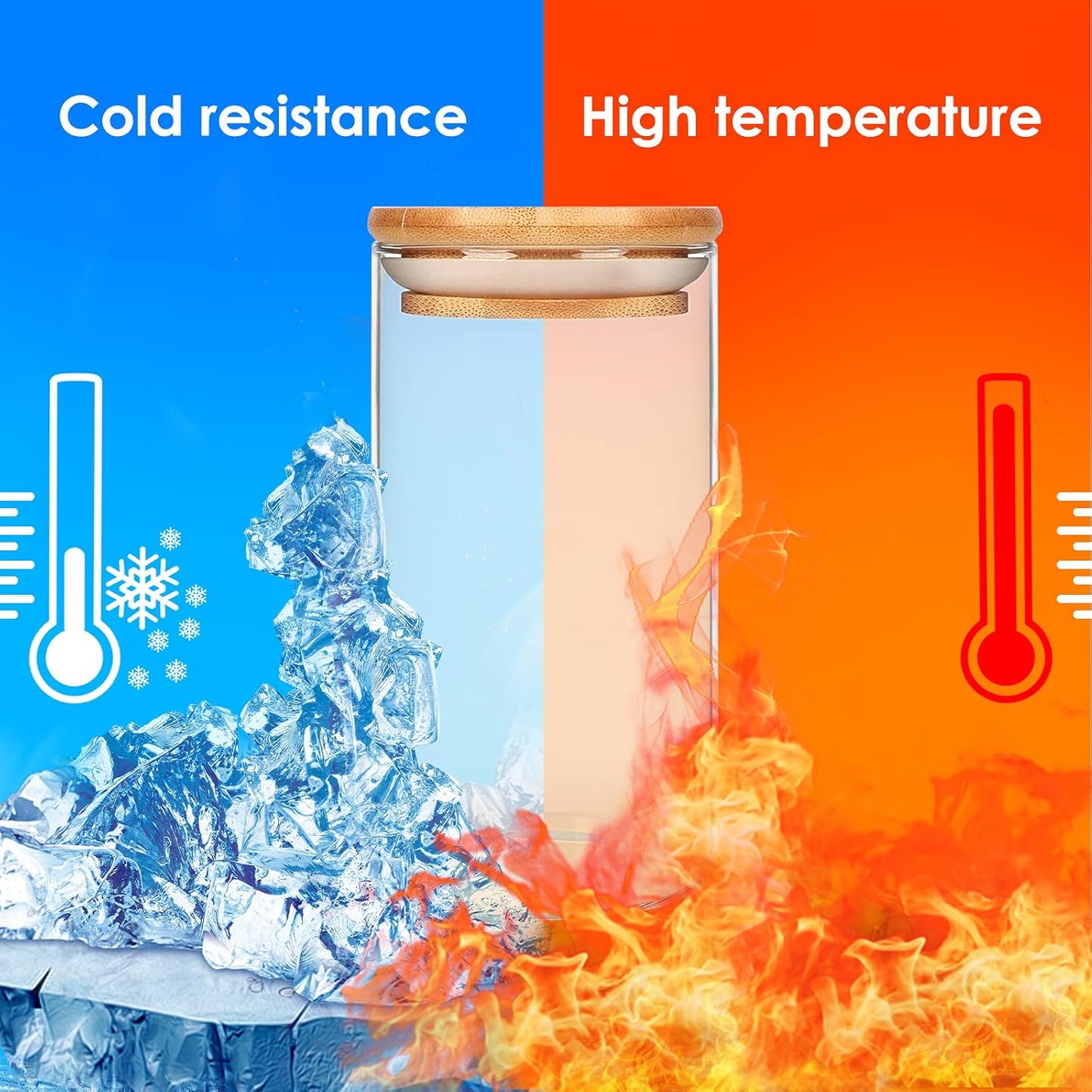 Glass Food Storage Containers Jars with Airtight Bamboo Lid 10 oz 15 pcs, 290 ml Pantry Organization Jar, Glass Terrarium with Lid, Spice, Flour and Sugar Container, Canister Set for Kitchen Counter