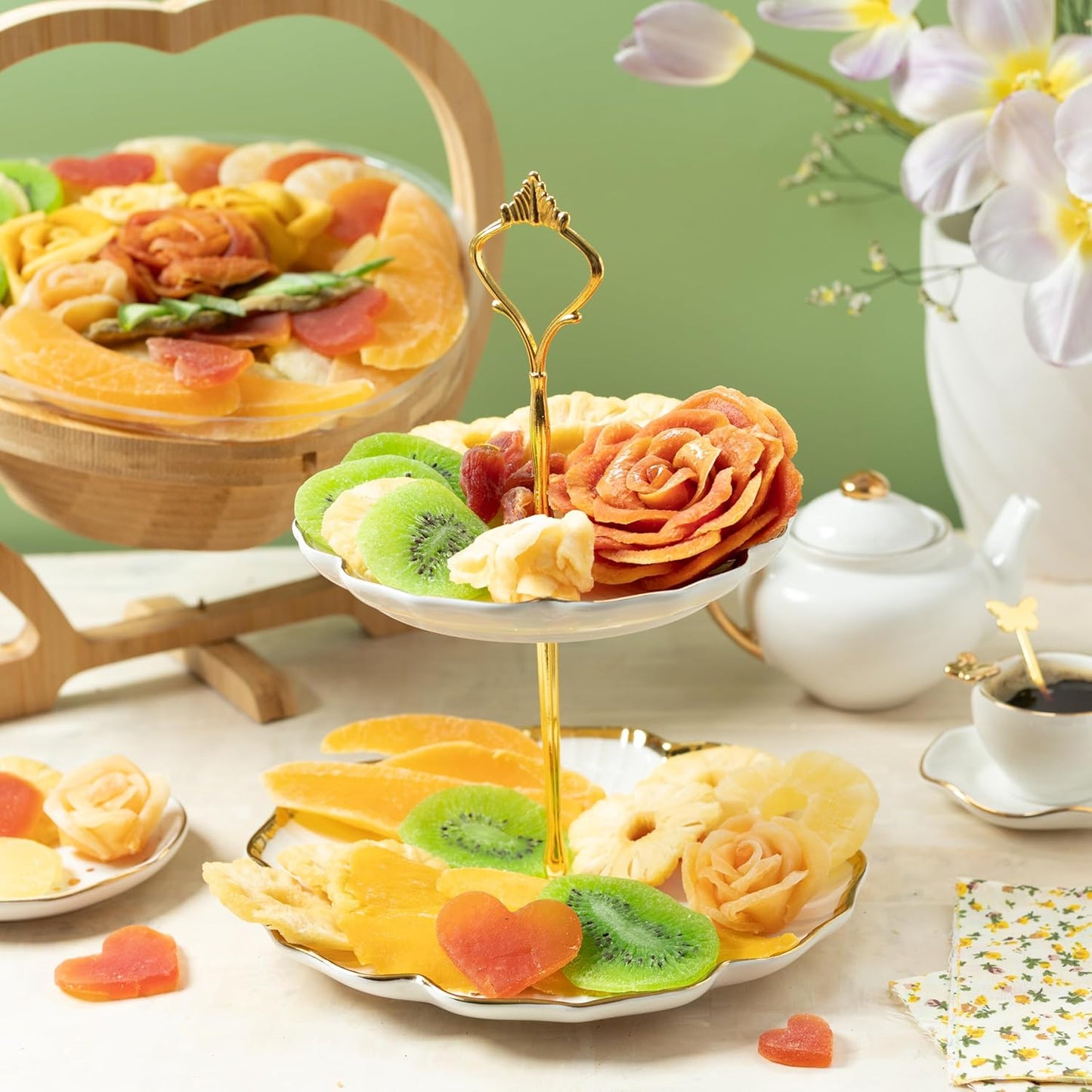 Mothers Day Gift Basket- Dried Fruit Heart Food Tray- Healthy Gourmet Snack Box- Variety Snacks - Love, Sympathy, Mom, Mother, Grandmother- Bonnie & Pop