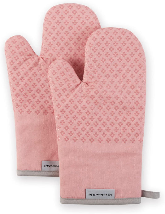 KitchenAid Asteroid Oven Mitt Set, Dried Rose 7"x12.5"