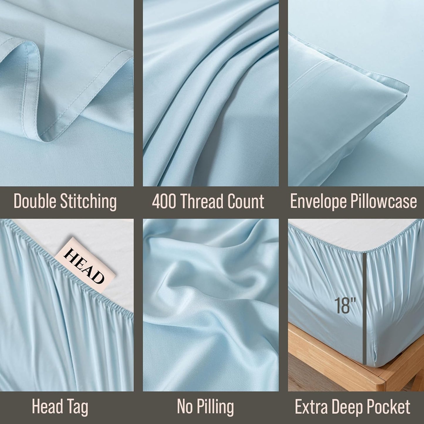 Bella Coterie Luxury Bamboo Viscose Twin XL Size Sheet Set | 100% Organically Grown | Ultra Soft | Cooling for Hot Sleepers | 18" Deep Pocket [Coastal Blue]