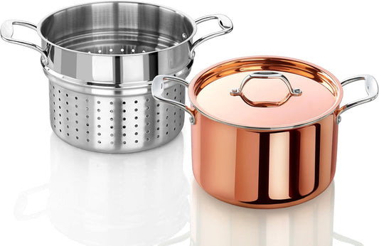 Artaste Rain Copper Clad Cookware (7.5 QT Stock Pot + Steamer)