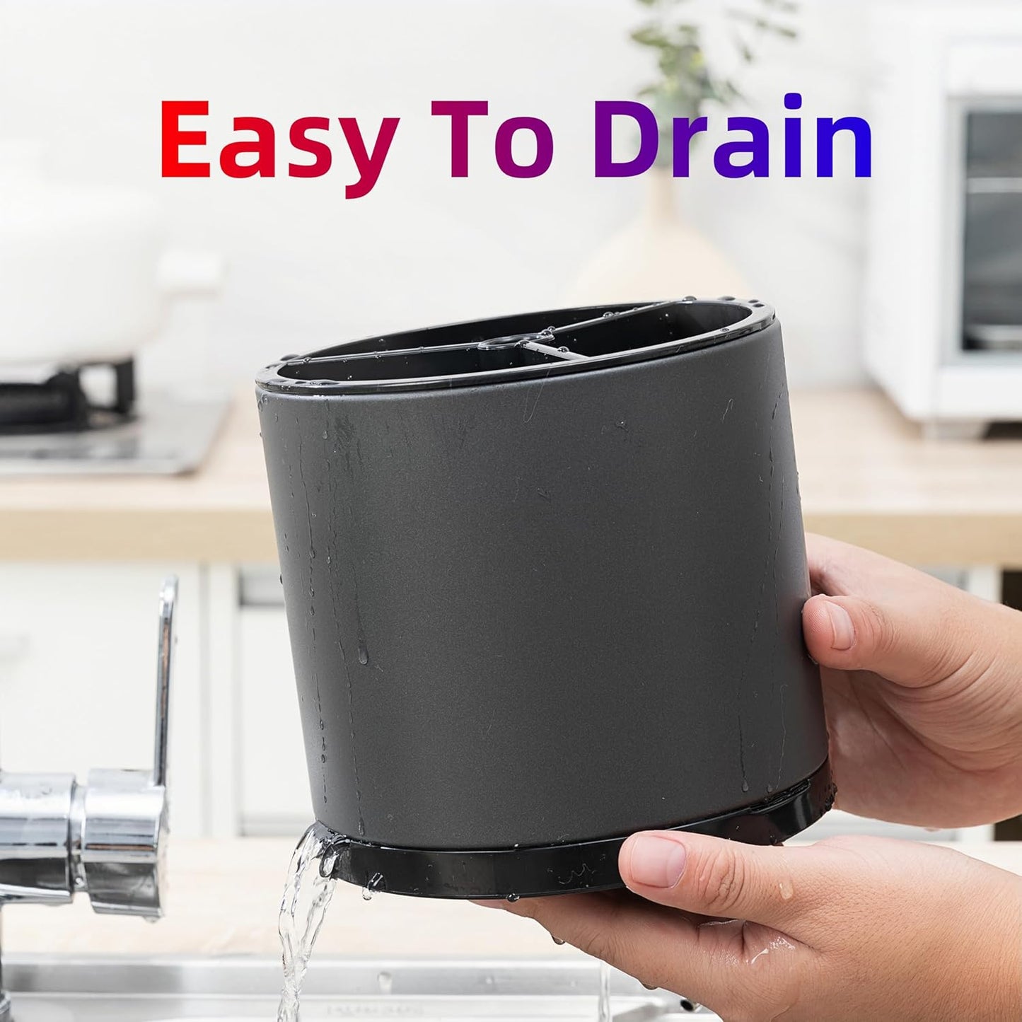 Kitchen Utensil Holder Silverware Organizer 360°Rotating For Counter Organizer Stainless Steel Storage Silverware Caddy 3 Compartment Flatware Spoon Spatula Tool Cutlery Container（Grey）