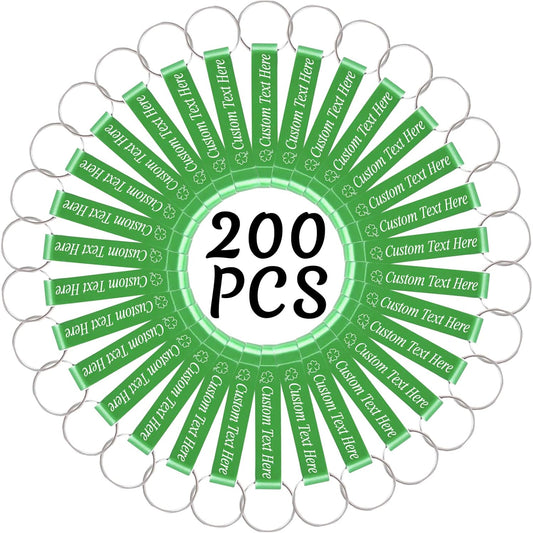 200PCS Personalized Bottle Opener Keychain Bulk Custom Beer Bottle Opener with Logo Text Engraved Wedding Bottle Opener Favors Customized Gifts for Guests Baby Shower Birthday Party-Green