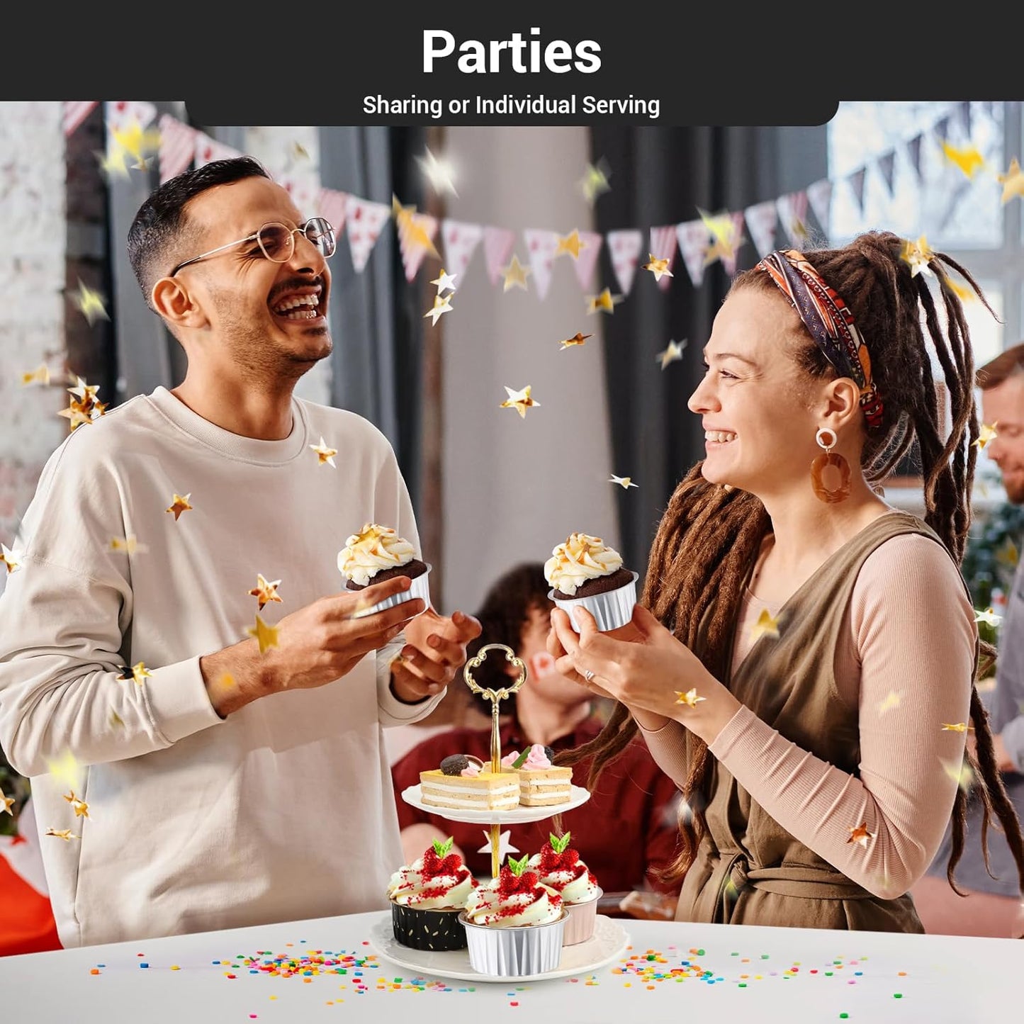 EUSOAR Disposable Foil Baking Cups, 30pcs 5oz Muffin Liners Cups with Lids, Aluminum Cupcake liners Ramekins Pans, Baking Cups, Aluminum Foil Creme Brulee Cupcake Holders Pan Containers