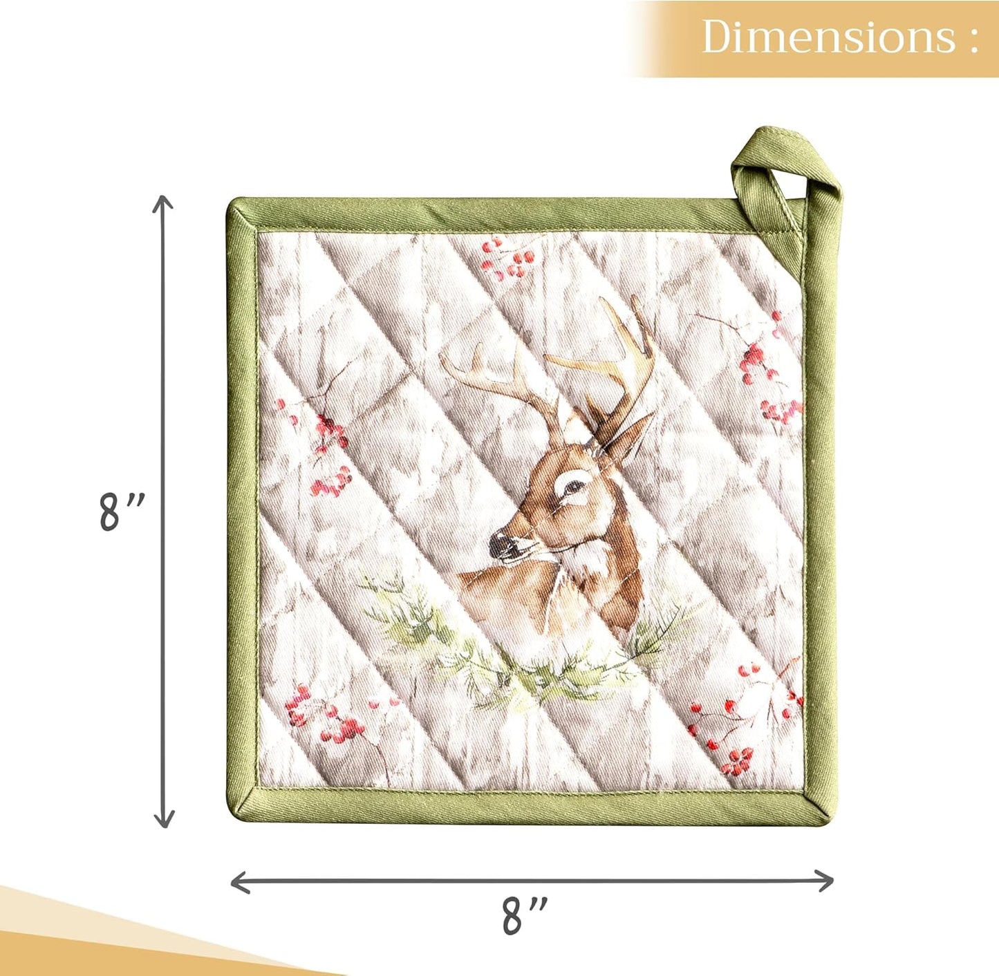 Maison d' Hermine Pot Holders Set 100% Cotton Heat Resistant Potholders 8" x 8" Hot Pads with Loop BBQ, Cooking, Baking, Grilling, Kitchen, Handling Hot Pans (Pack of 2, Mountain Life)