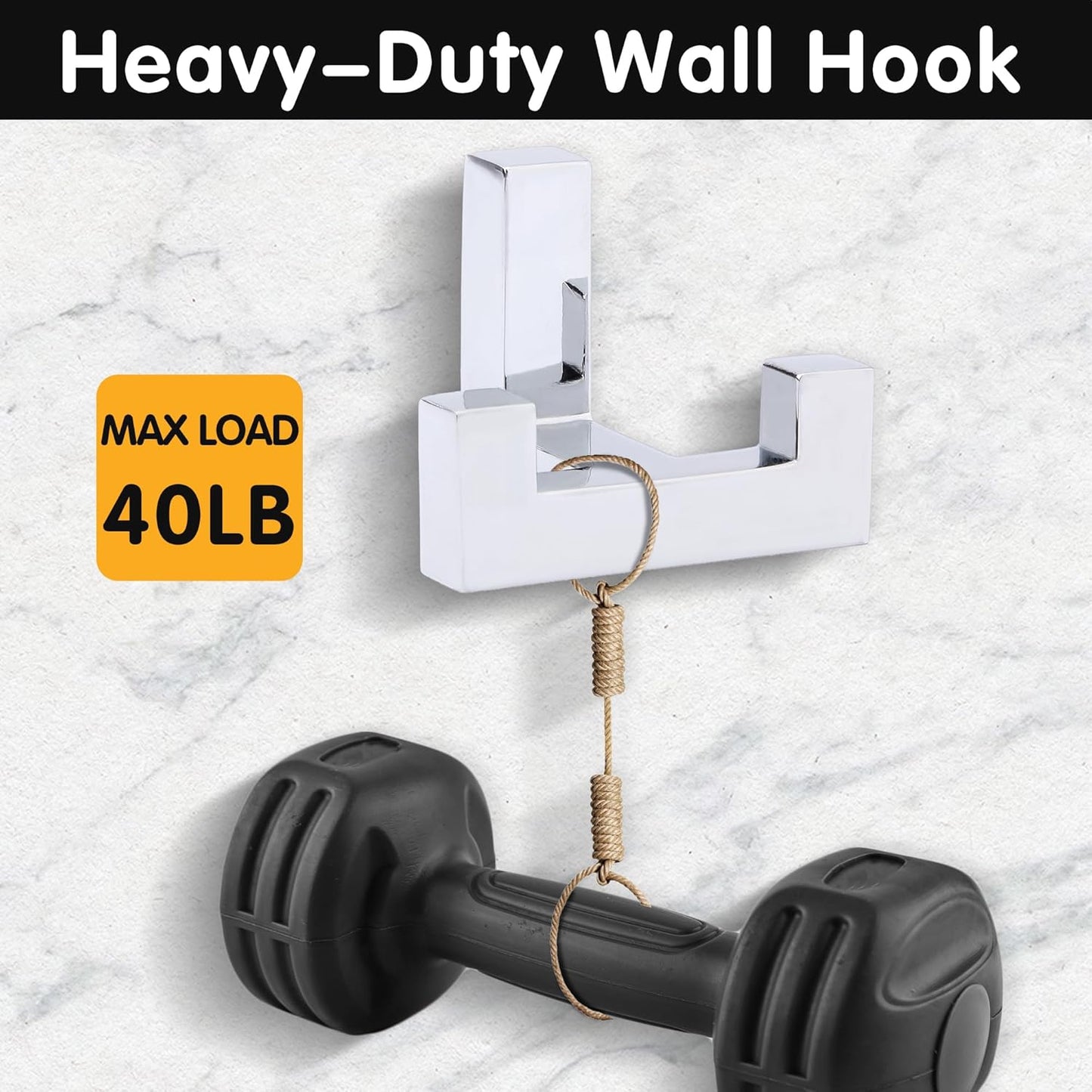 5 Pack Heavy Duty Coat Hook Wall Mount with Screw Retro Double Coat Hook Utility Hook for Coats, Scarves, Bags, Towels, Keys, Hats, Mugs (Chrome)