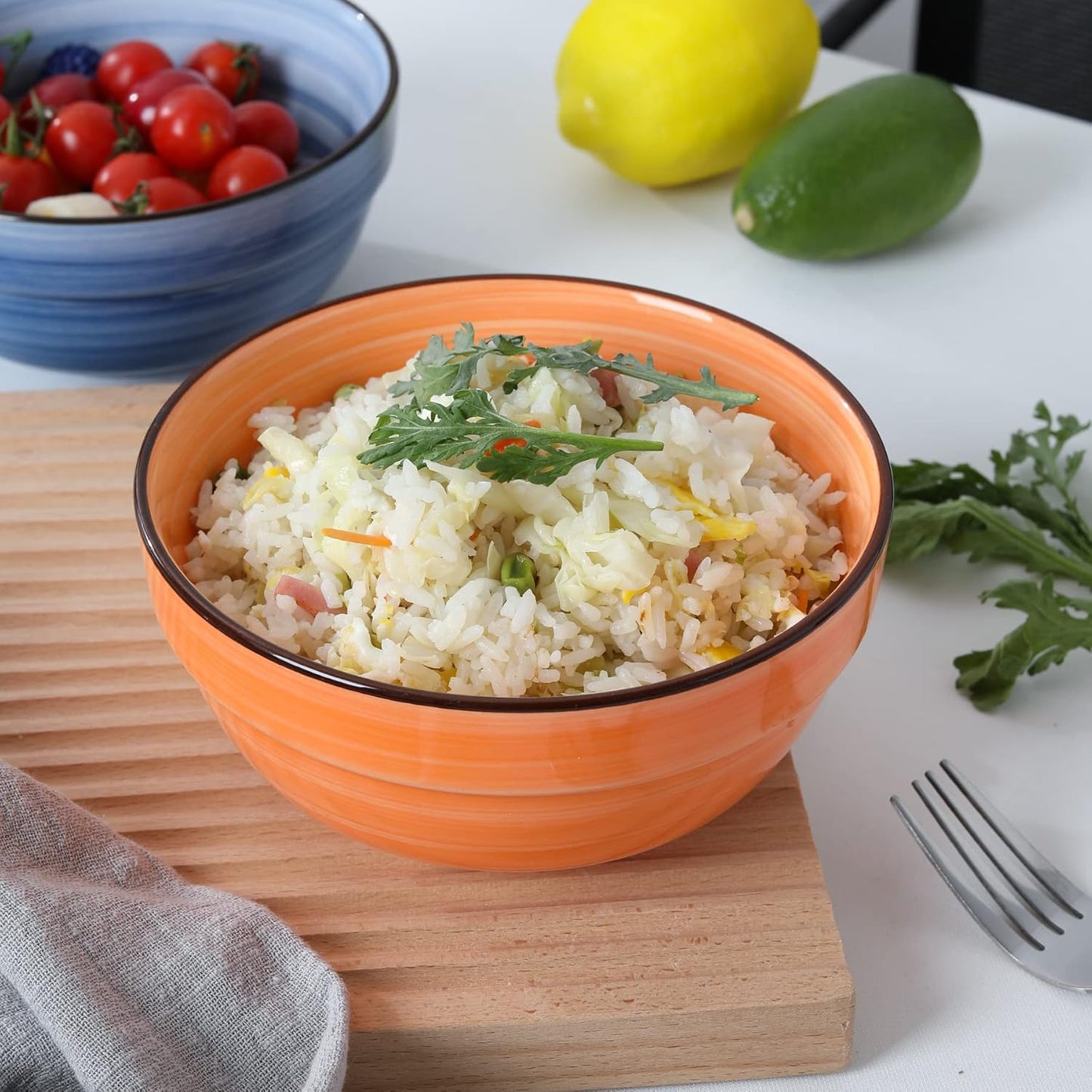 HAPPY KIT Ceramic Serving Bowls, 6 Inch Colorful Bowls for Kitchen, 24 Ounce Soup Bowls Set of 6, Dishwasher & Microwave Safe, Porcelain Bowls for Cereal Soup Rice Pasta Salad Oatmeal Soup