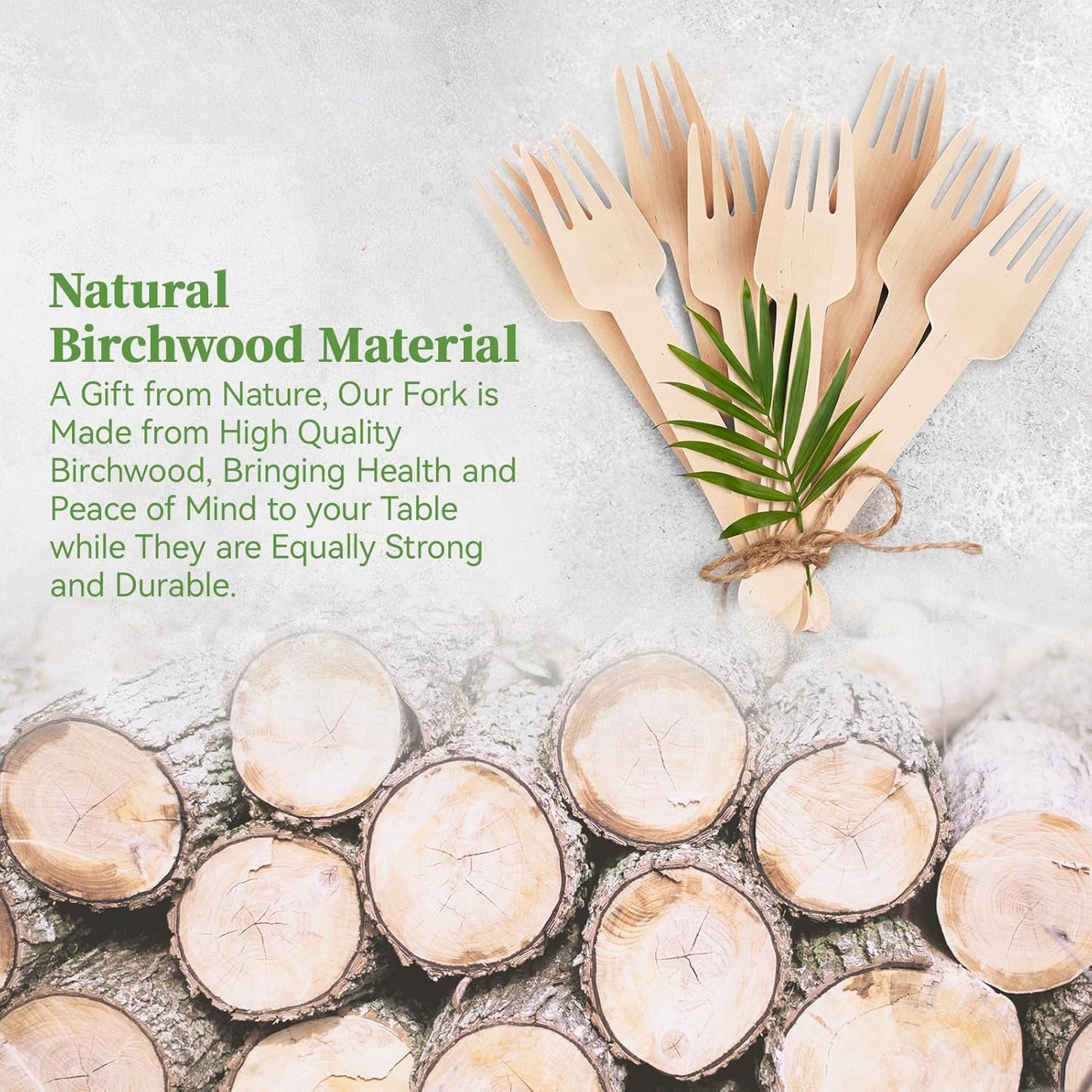 ECOLipak 300 Count Wooden Forks Disposable, Wooden Disposable Compostable Forks for Eating, Party, Camping, Traveling, Family Dinners