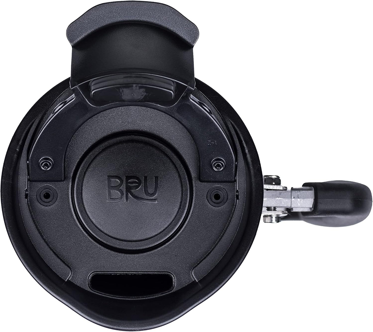 BaseCamp Coffee Press - Double Wall Insulated Stainless Steel - Bru-Stop Technology, No Grounds in Coffee, No Spill Lid (Obsidian, 32 fl.oz)