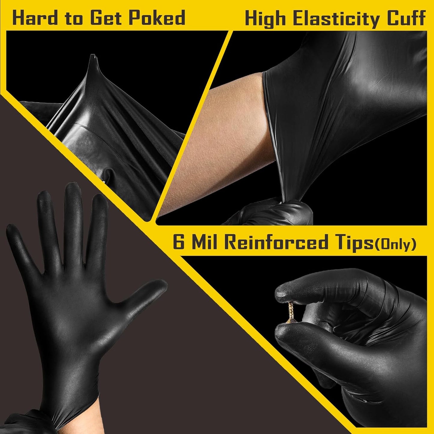 COOLJOB 5 Mil Black Disposable Nitrile Gloves for Men, Heavy-Duty for Household Cleaning, Cooking, Working, Powder Free, S-XL