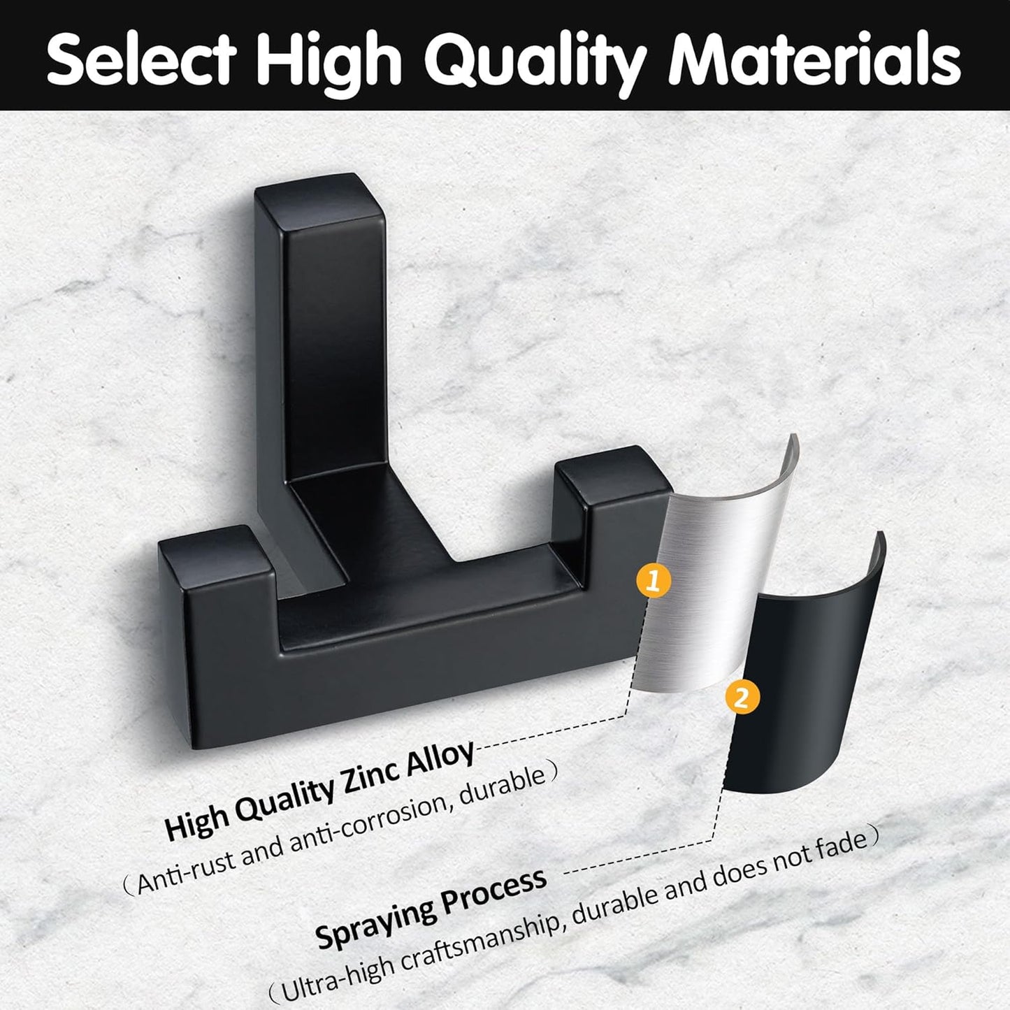 5 Pack Heavy Duty Double Claw Coat Hook Wall Mount with Screw Retro Double Coat Hook Utility Hook for Coats, Scarves, Bags, Towels, Keys, Hats, Mugs, Hats (Black)