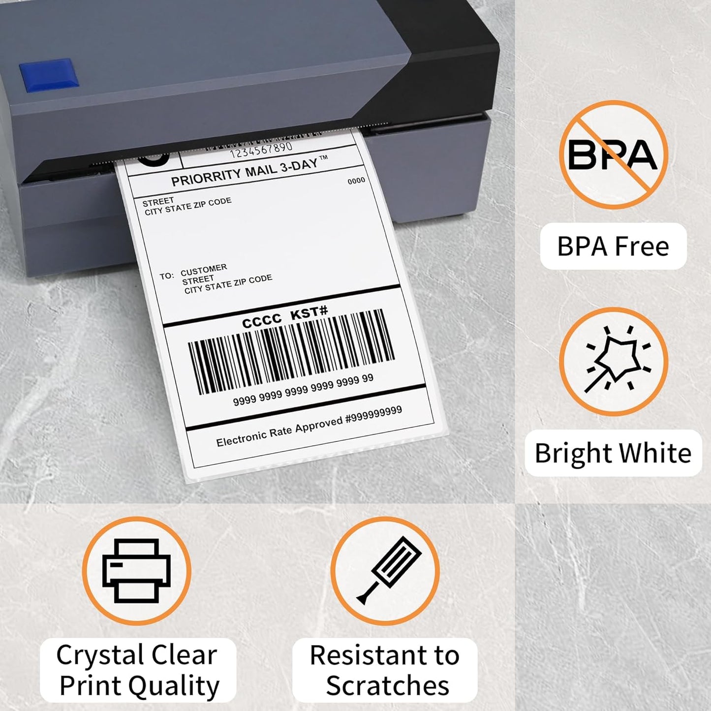 L LIKED 8000 Fanfold 4 x 6 Thermal Labels, with Perforated Line Shipping Labels, Compatible with Zebra & Rollo Printer, White, Commercial Grade