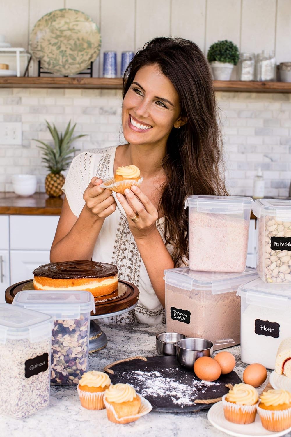 Simply Gourmet Airtight Food Storage Containers with Lids – 6 Piece Assorted Size Kitchen Pantry Organization Set, BPA-Free Clear Plastic, Stackable Containers for Cereal, Flour, Sugar, Rice, Snacks