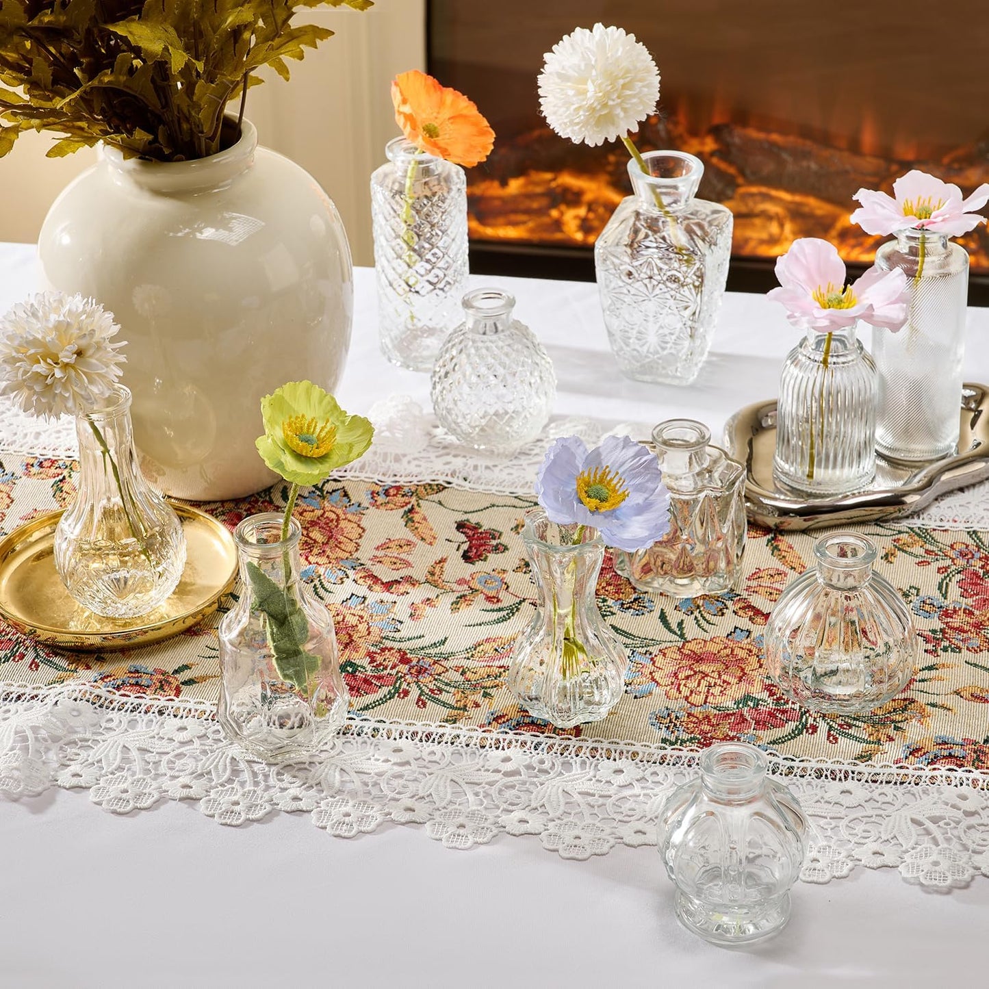 Glass Bud Vase Set of 76 Pcs Small Minimalist Vases for Flowers, Vintage Rustic Home Decor for Table Centerpiece Wedding Party, Modern Clear Aromatherapy Bottle for Living Room Bedroom