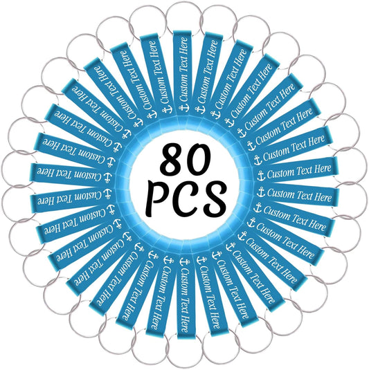 80PCS Personalized Bottle Opener Keychain Bulk Custom Beer Bottle Opener with Logo Text Engraved Wedding Bottle Opener Favors Customized Gifts for Guests Baby Shower Birthday Party-Sky Blue