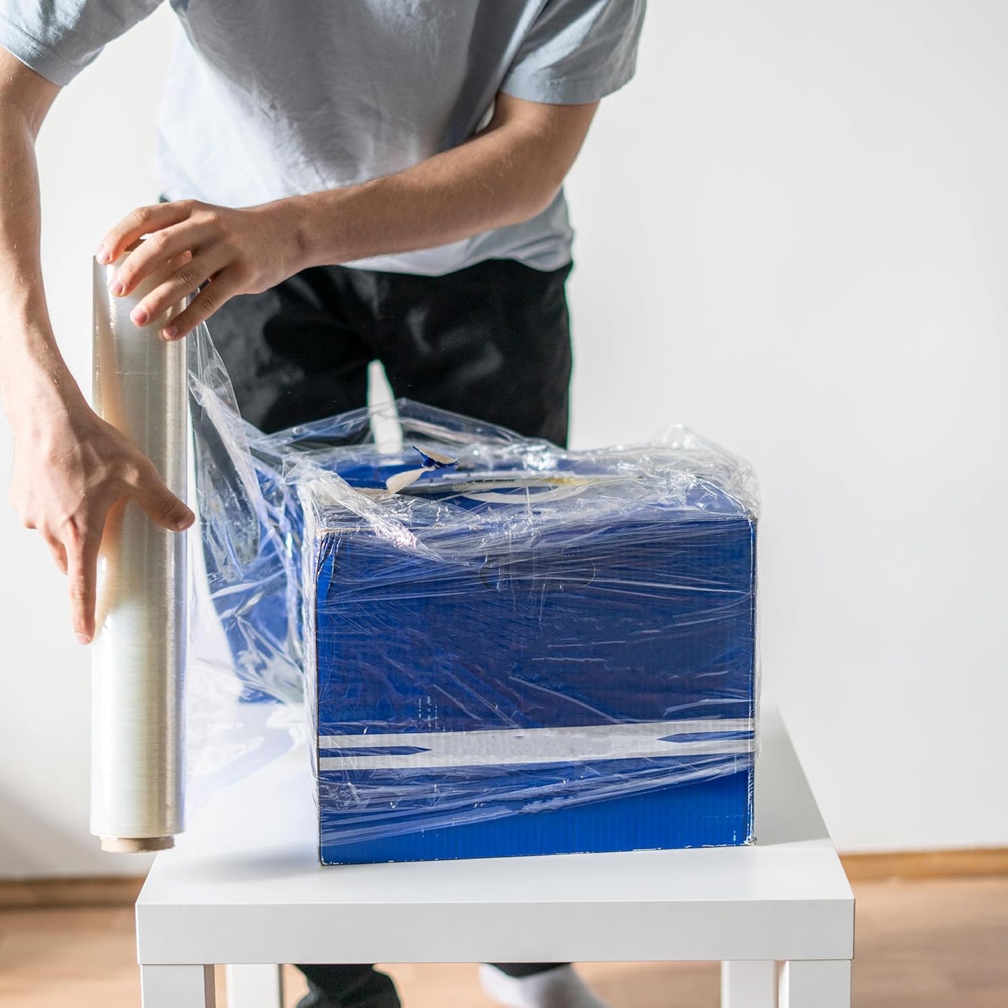 PSBM High Performance Pallet Stretch Wrap, 4 Pack Plastic Moving Wrap in 12 Inch x 1500 Feet, 47 Gauge, Clear Packing wrap for Moving, Ideal for Furniture Wrapping for Moving Purposes