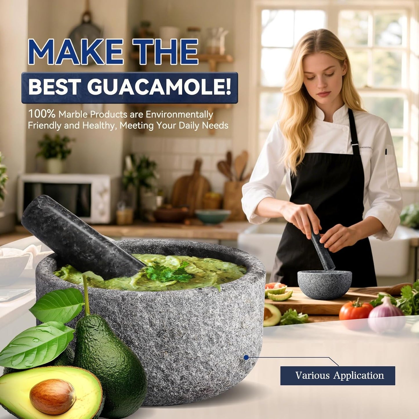 Koville Granite Mortar and Pestle Set, 6.3"-2 Cups Unpolishesd Stone Grinder Bowl for Guacamole, Salsa, Pill Crusher, Spice, Herb, Garlic, Nut, Heavy Duty Grinder for Kitchen(Angola Silver Black)