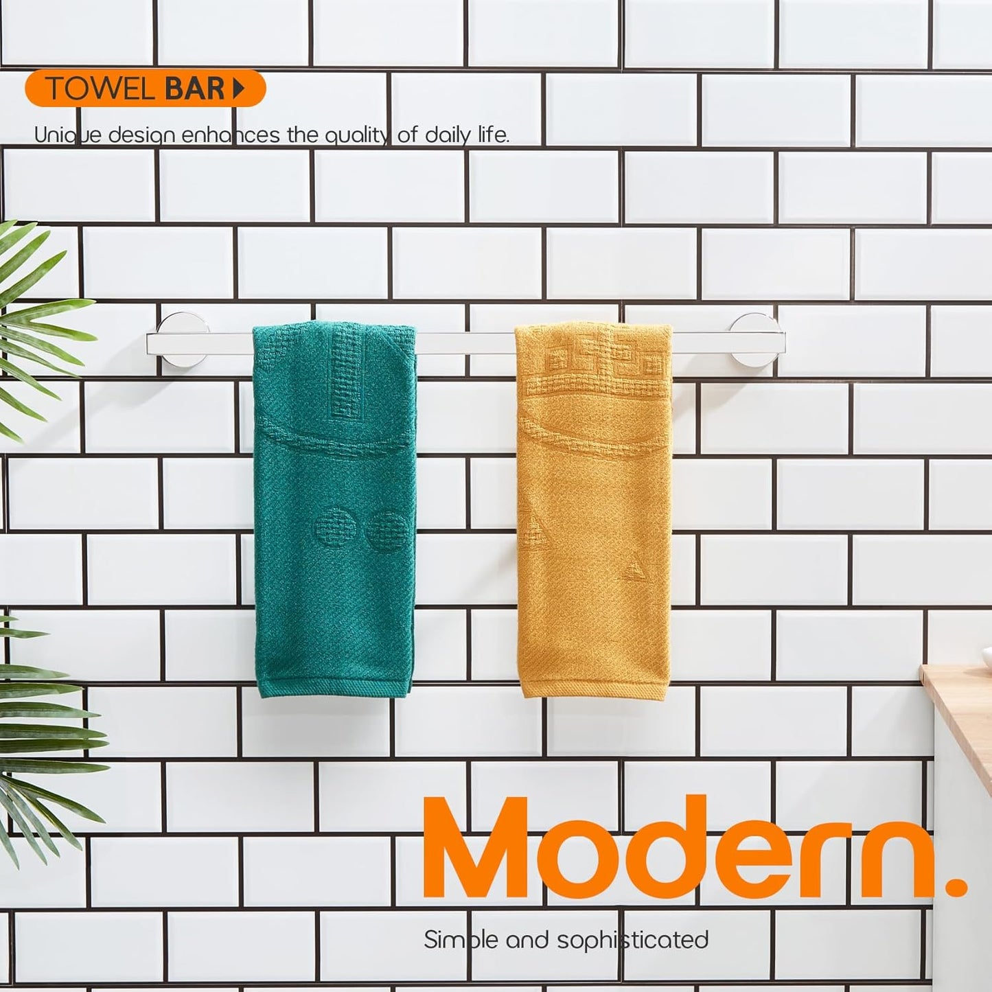 20 Inch Bathroom Towel Bar Bath Towel Rack Kitchen Towel Holder Towel Shelf Wall Mounted SUS304 Stainless Steel 2 Pack Polished Chrome AN4001CH-L20-P2