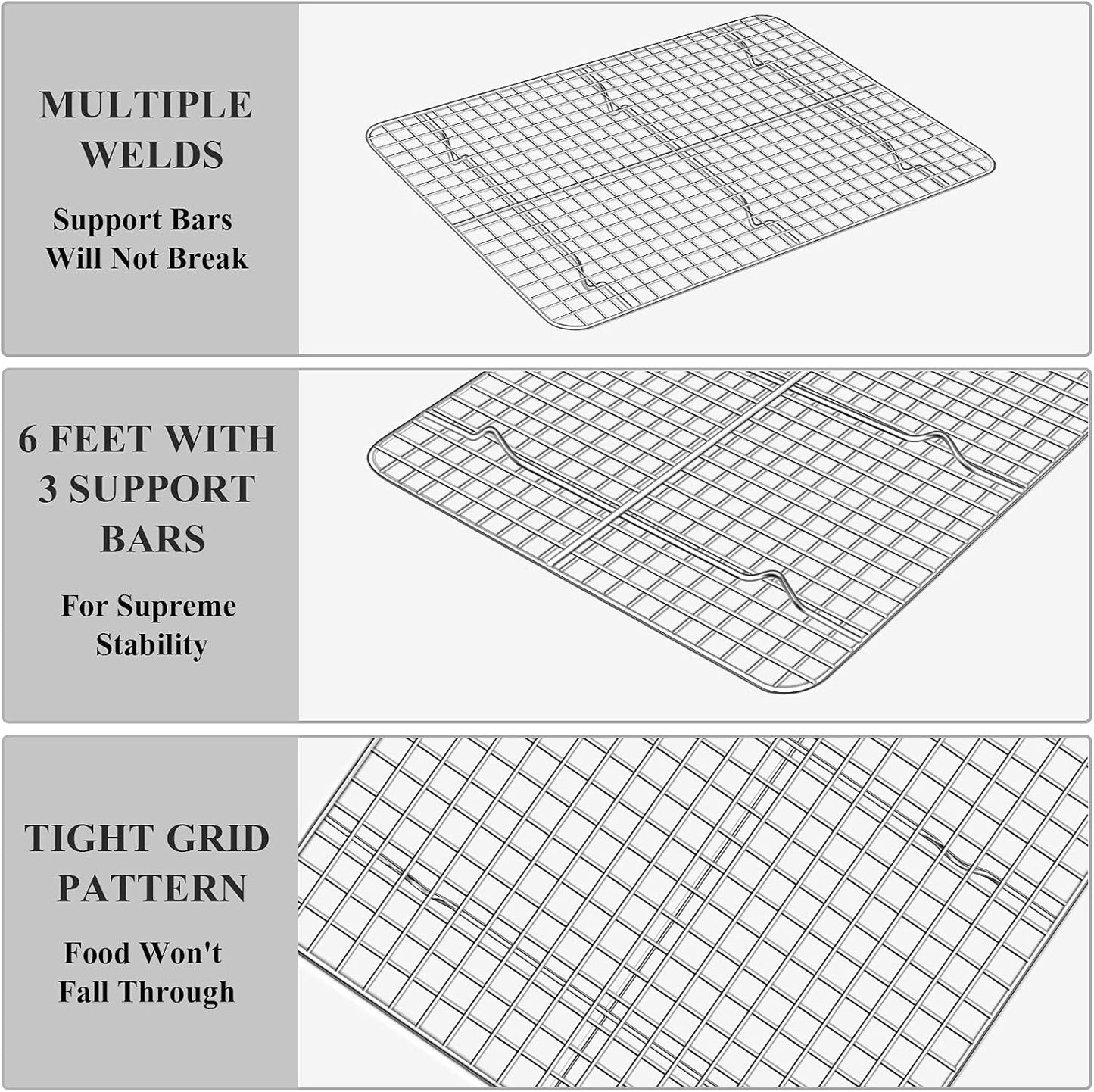Baking Sheet with Cooling Rack Set [2 Sheets + 2 Racks], Deedro Stainless Steel Cookie Half Sheets Baking Pan Oven Tray with Rack, 16 x 12 x 1 Inch, Heavy Duty, Non-toxic, Dishwasher Safe