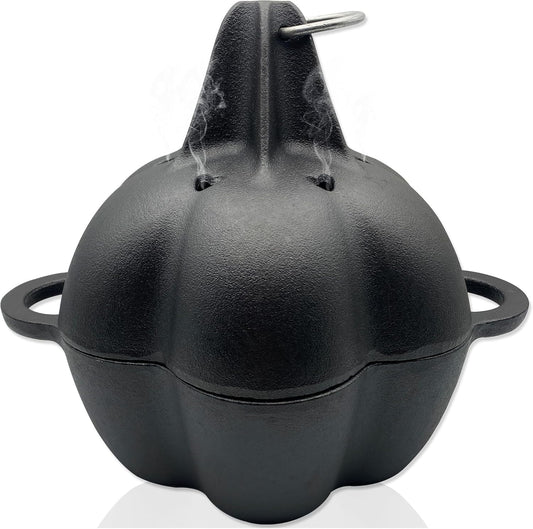 Large Cast Iron Smoker Roaster & Garlic Roster Baker, Smoker Box, Pre-Seasoned Cast Iron Garlic Roaster for Grill, Perfect for BBQ and Oven, for Smoky, Flavorful Vegetables, Meats Wood Chips