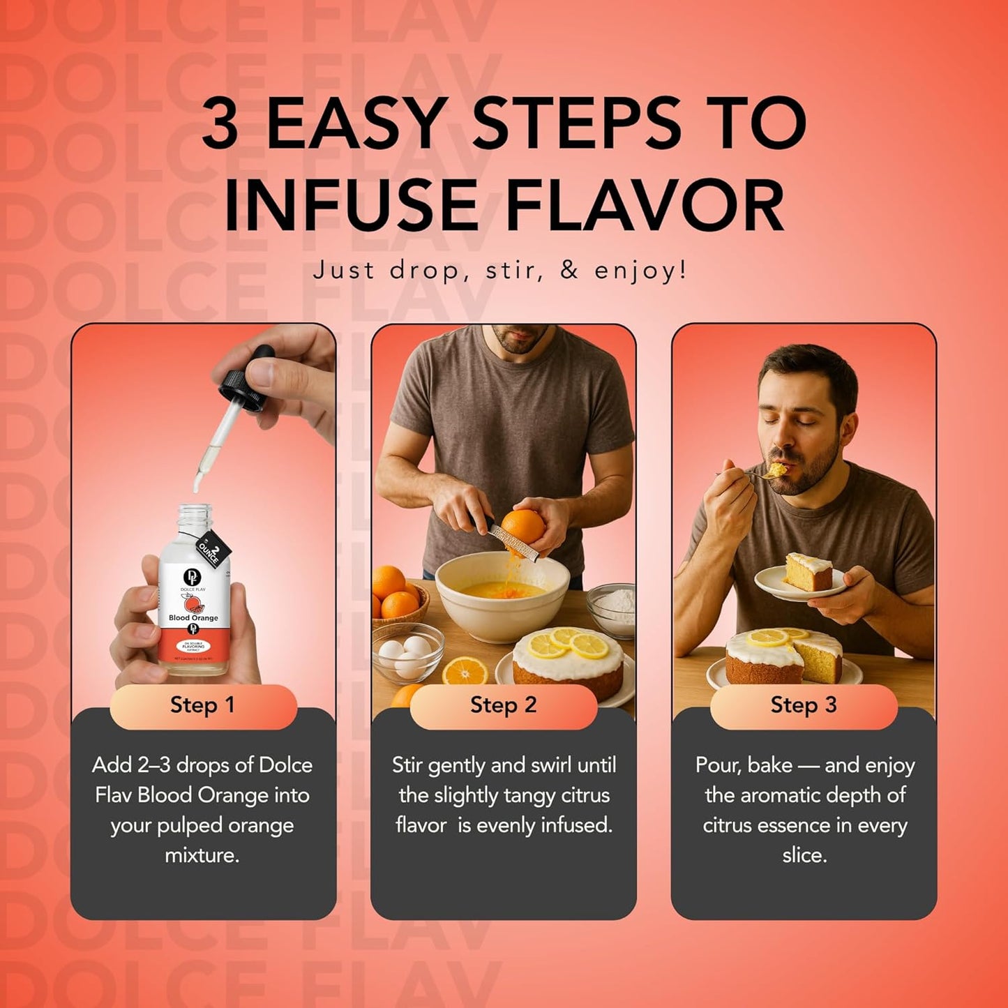 Dolce Flav Natural Blood Orange Extract – 2 Ounce Oil-Soluble Kosher, Sugar-Free, Concentrated Rich Citrus Flavoring for Baking, Chocolates & Desserts, Includes Measured Dropper