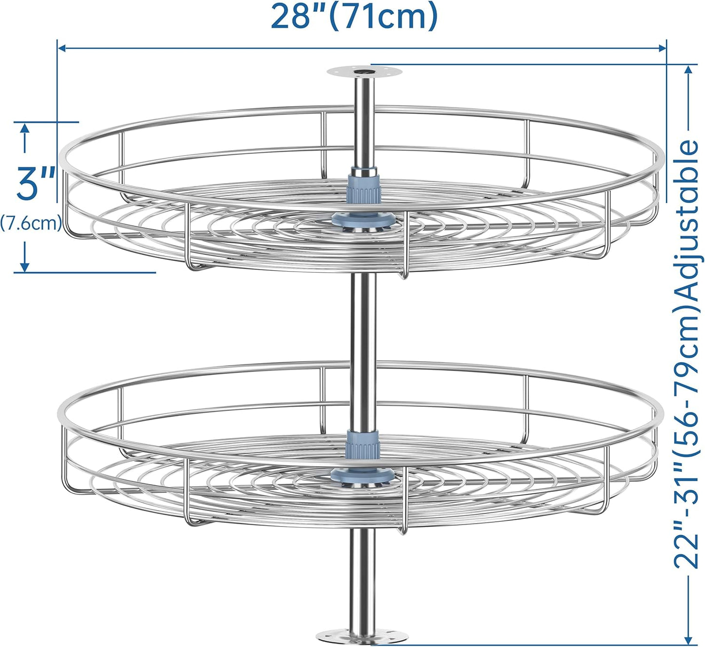 28" Lazy Susan Turntable for Cabinet - Corner Cabinet Organizer for Kitchen, Full Circle Corner Cabinet Lazy Susan Replacement Shelves Rotating Rack for Corner Base