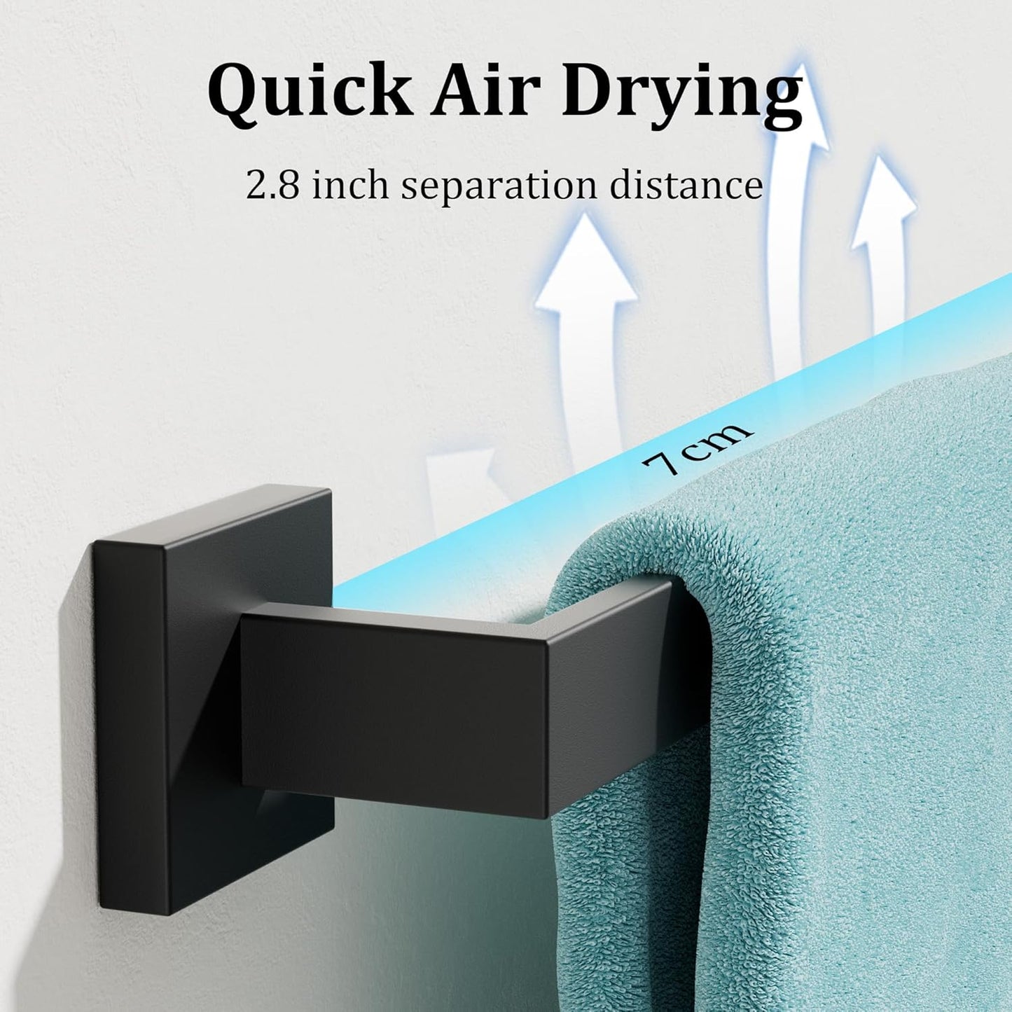 Alise Black Towel Bars,15.75 Inch Towel Holder Towel Racks for Bathroom and Lavatory,SUS304 Stainless Steel Hand Towel Hanger Rail Wall Mount,Useable Length 13.98 Inch Towel Bar, GYT040-B