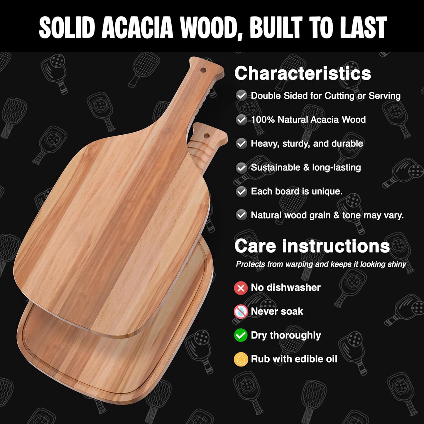 New – Pickleball Paddle Charcuterie & Cheese Board – Acacia Wood Cutting Board (16.9” x 8.1”) Pickleball gifts for men or women, Pickle Ball Plates, Serving Tray, Pickle ball Accessories