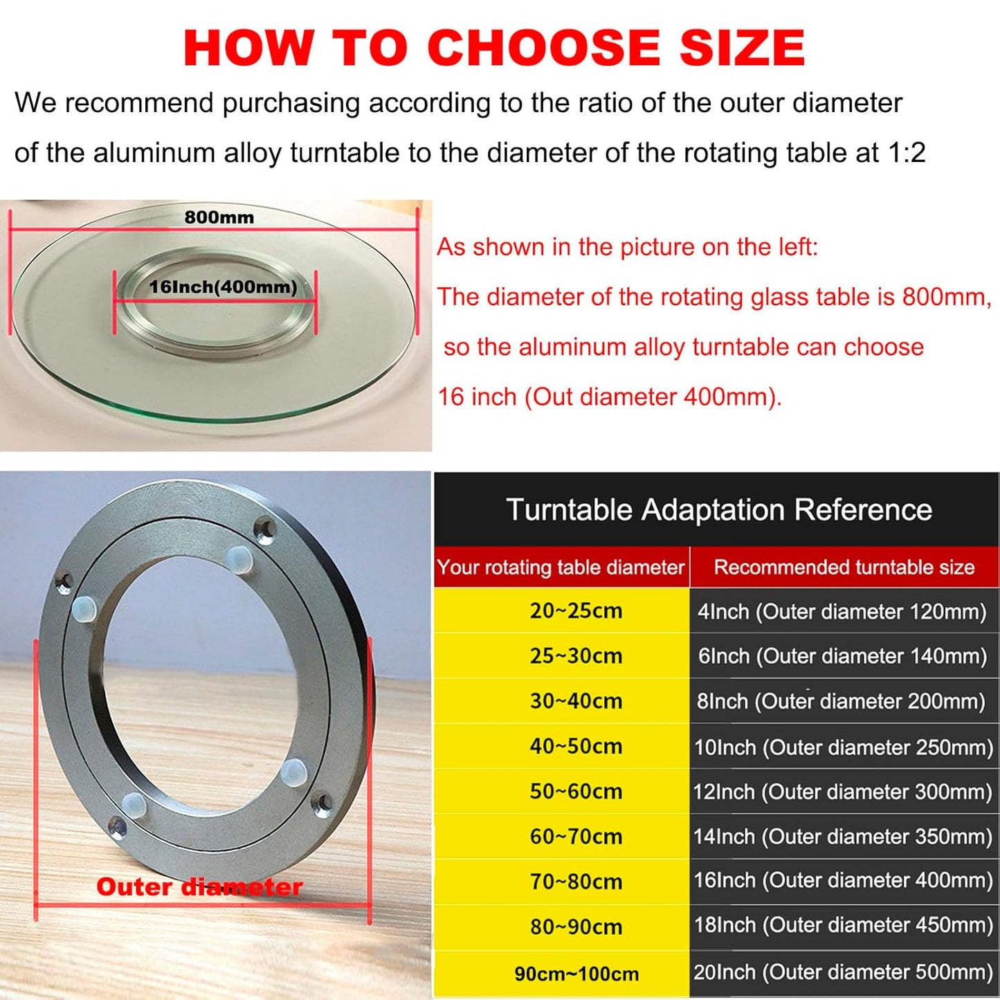 Aluminium Alloy Turntable Bearing, Heavy Duty Swivel Turntable Lazy Susan Rotating Bearing Turntable Round Dining Table Smooth Swivel Plate Hardware (140mm - 5.5inch)