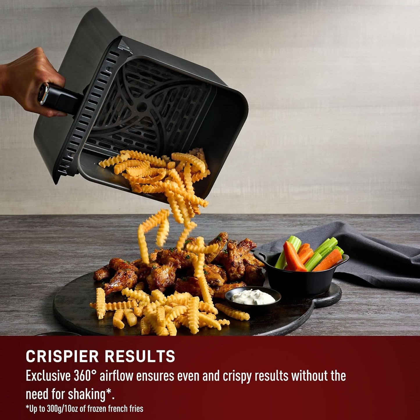 T-fal Infrared Air Fryer: 6 qt Digital Touch Screen, 7-in-1 Cooking Functions, 45-Seconds to reach 750°F on carbon fiber heater surface, No-Shake Technology, Crispy Finish, 1550W, Black